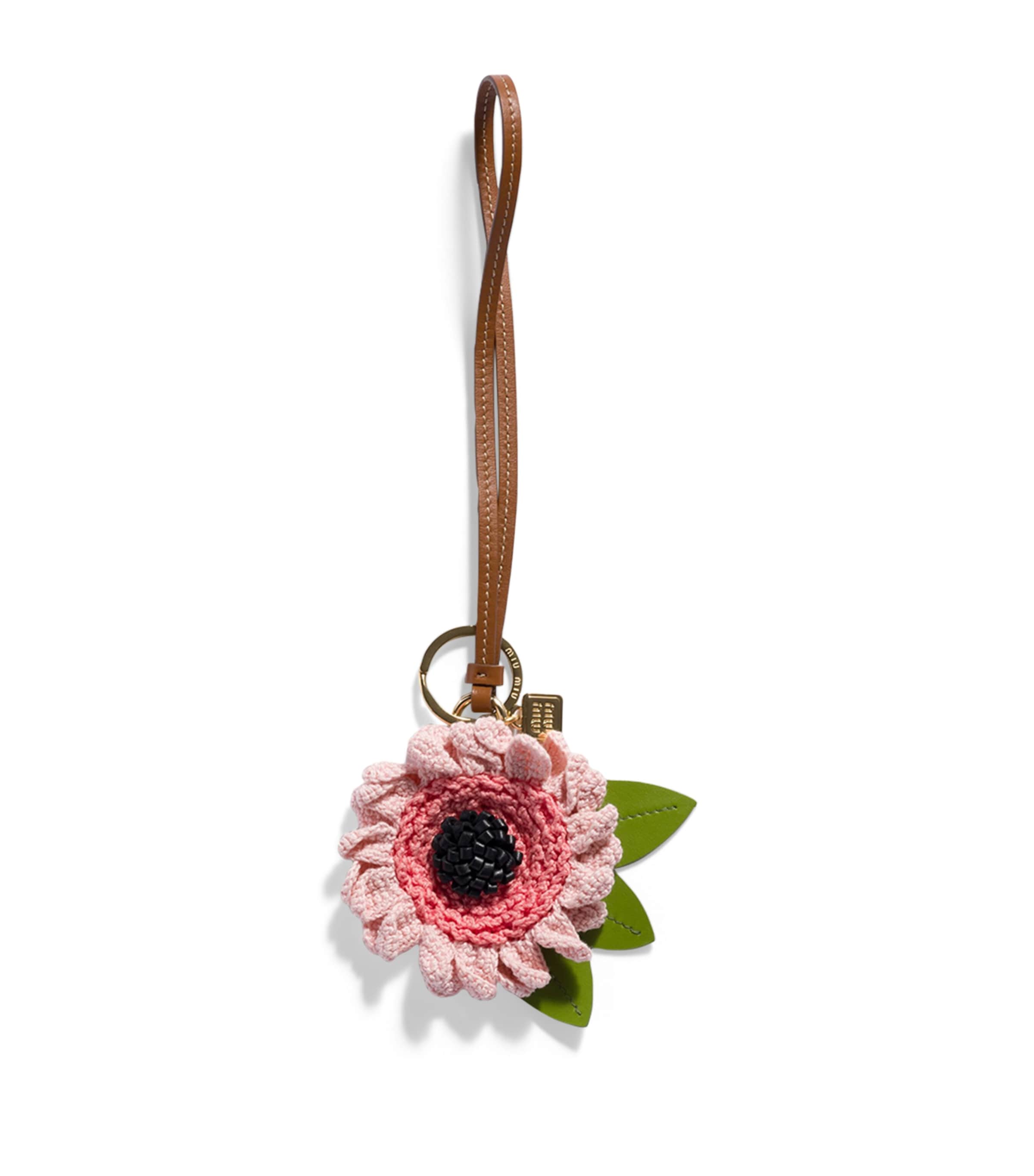 Miu Miu Crochet Flower Keyring Pink Image 1