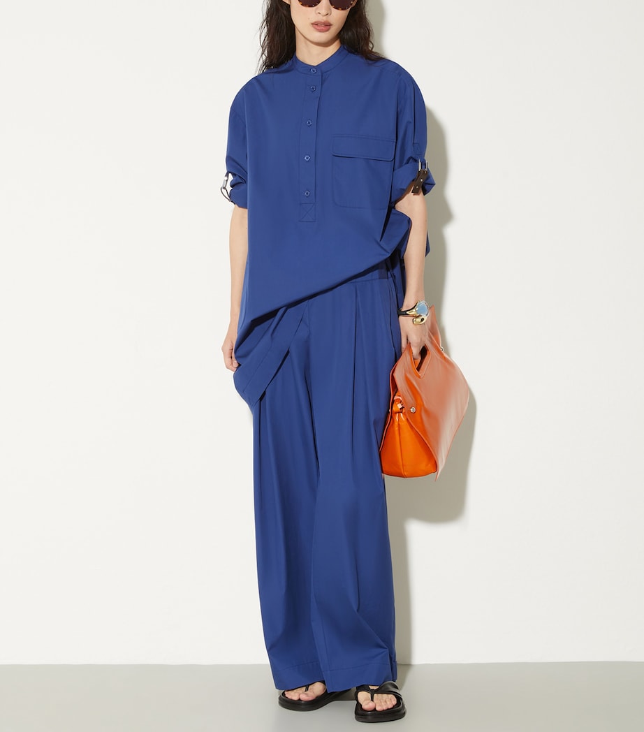 Cotton Drawstring Trousers NAVY Image 2