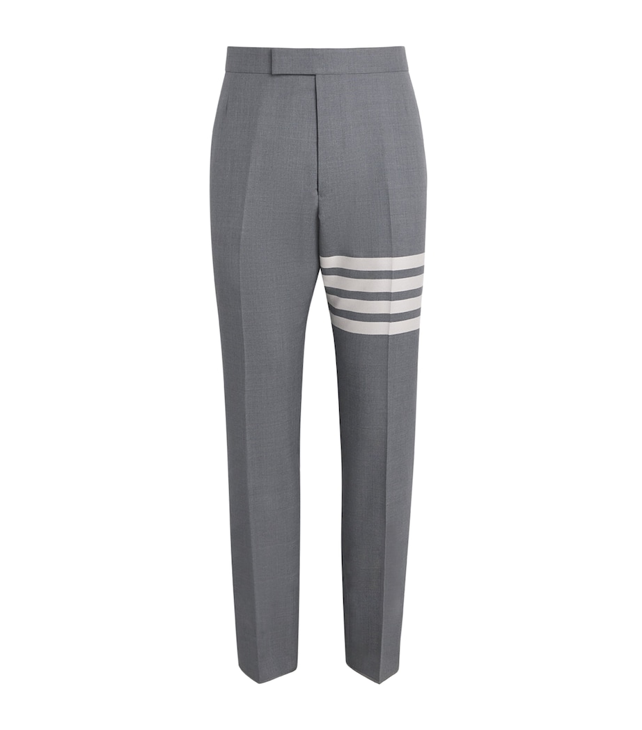 Thom Browne Mens Wool 4-Bar Stripe Tailored Trousers Med Grey Image 1