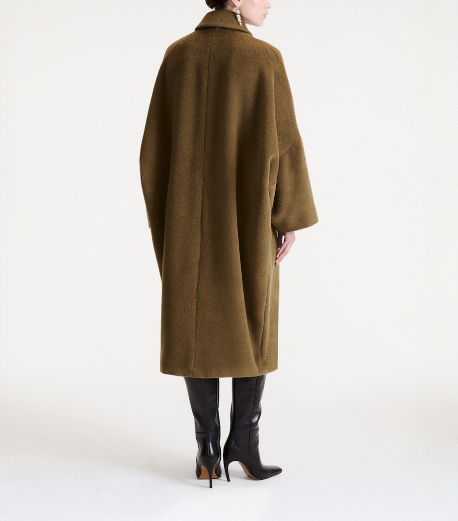 Marella Womens Alpaca-Virgin Wool Coat Kaki Image 3