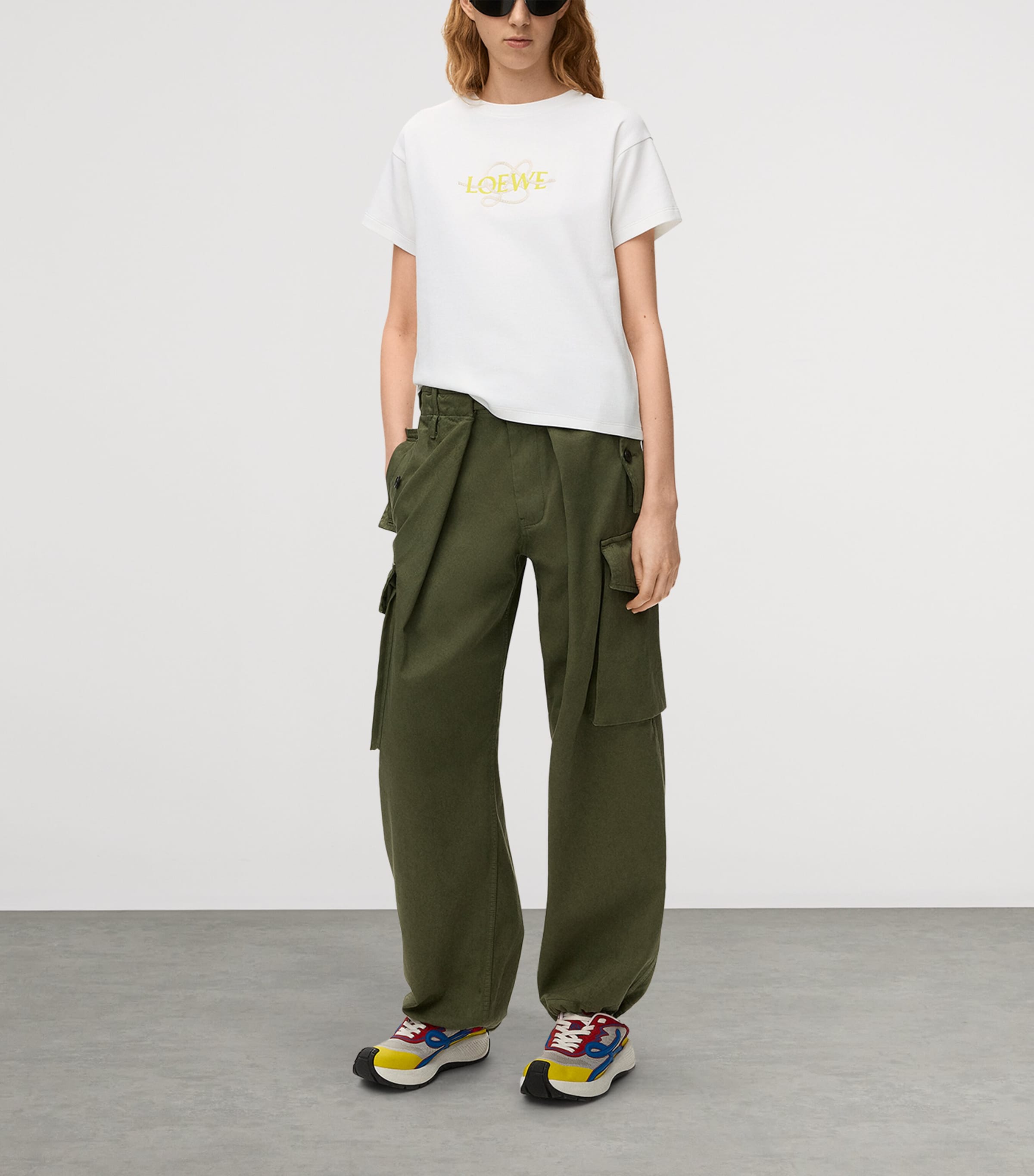 LOEWE Womens Embroidered Logo T-Shirt White Image 2