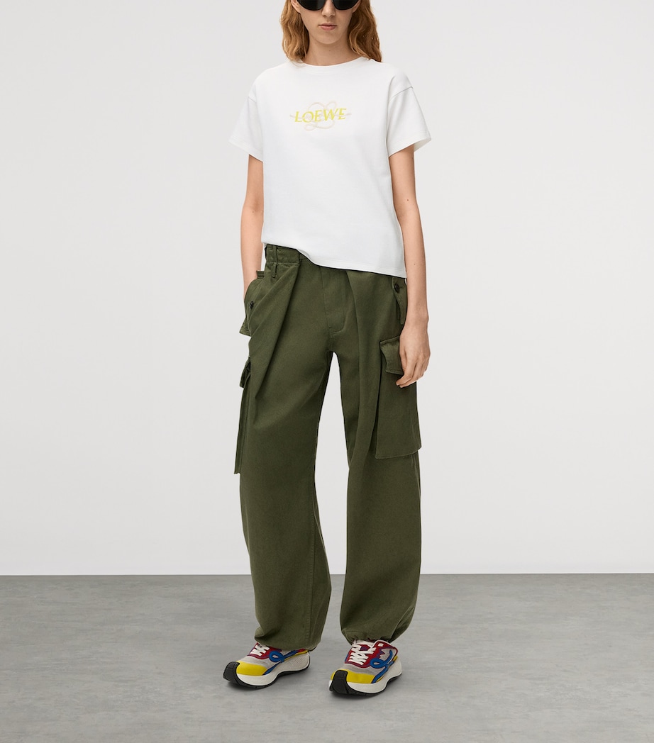 LOEWE Womens Embroidered Logo T-Shirt White Image 2