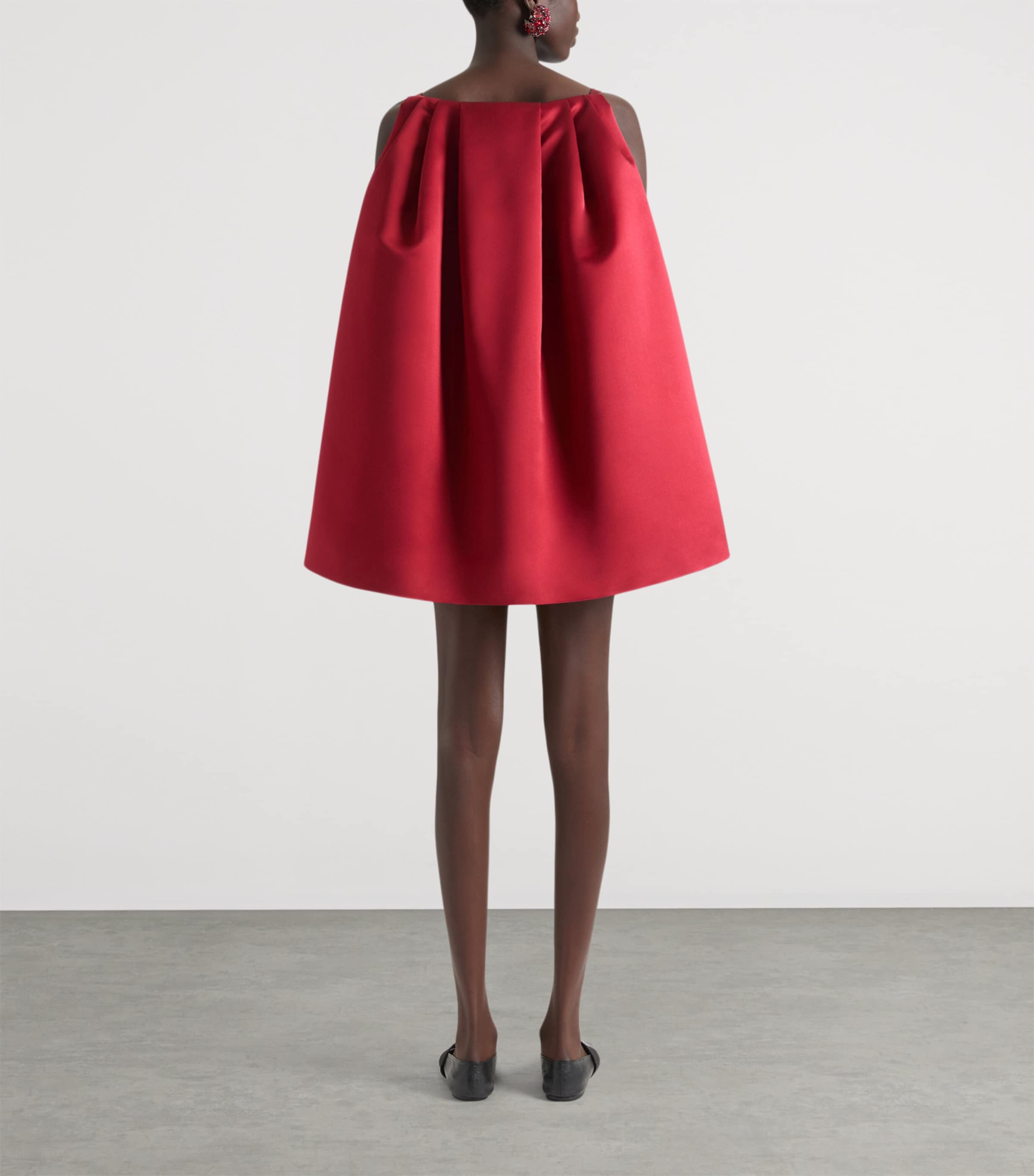 Silk Cape Mini Dress DARK RED Image 3