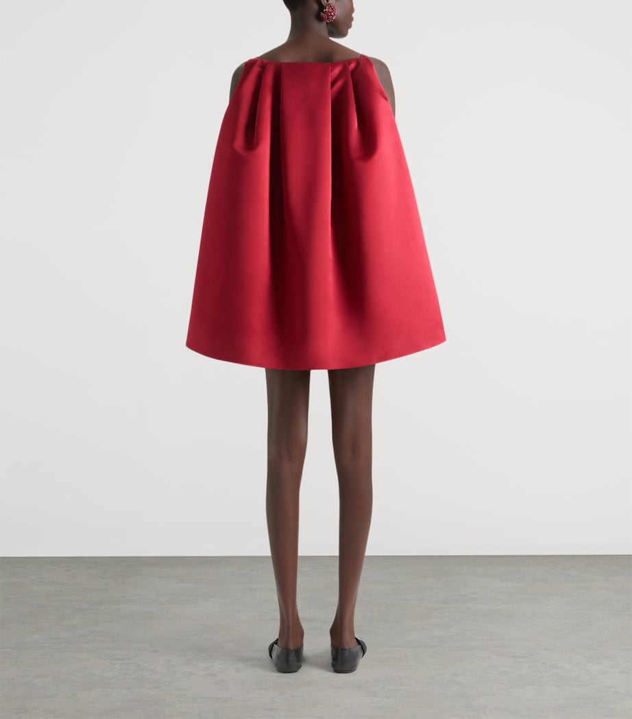 Silk Cape Mini Dress DARK RED Image 3