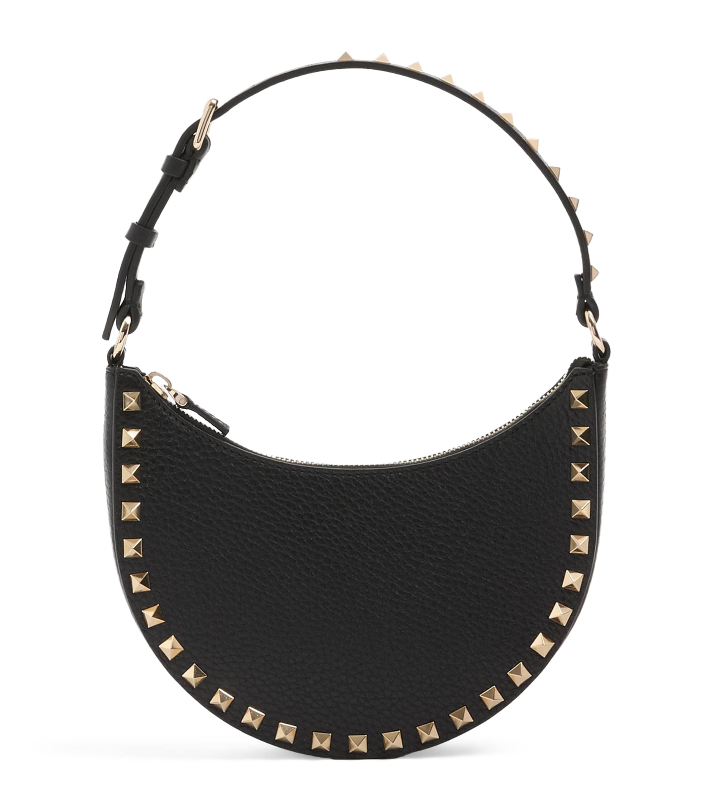 Valentino Mini Leather Rockstud Shoulder Bag In Black