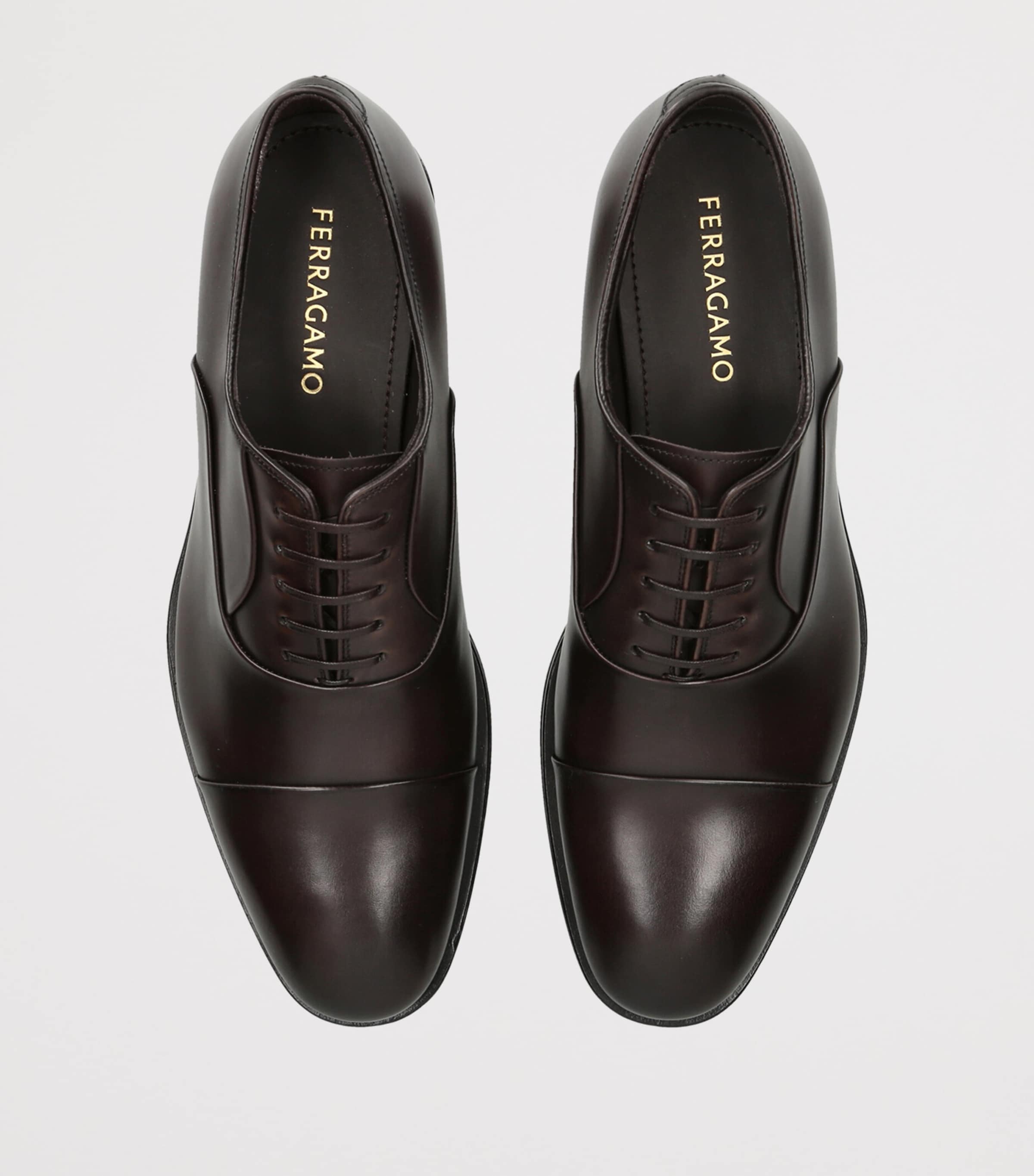 Salvatore Ferragamo Leather Toronto Derby Shoes Dark Brown Image 3