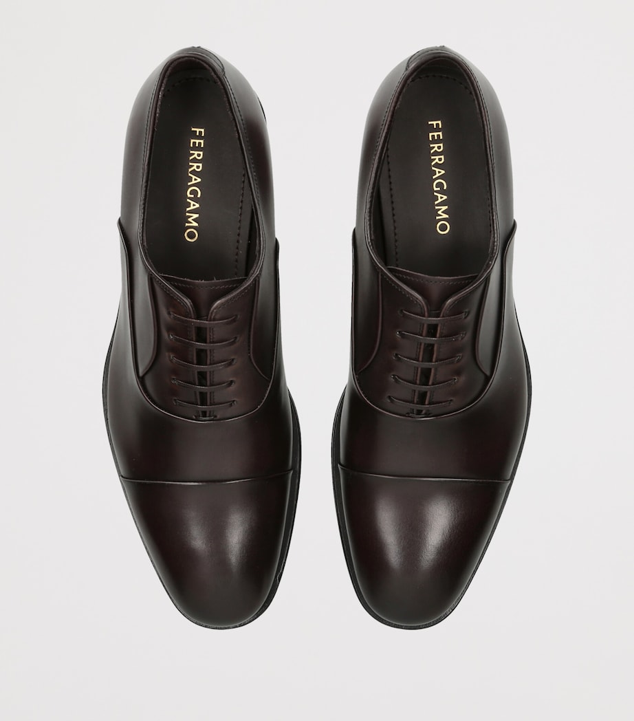 Salvatore Ferragamo Leather Toronto Derby Shoes Dark Brown Image 3