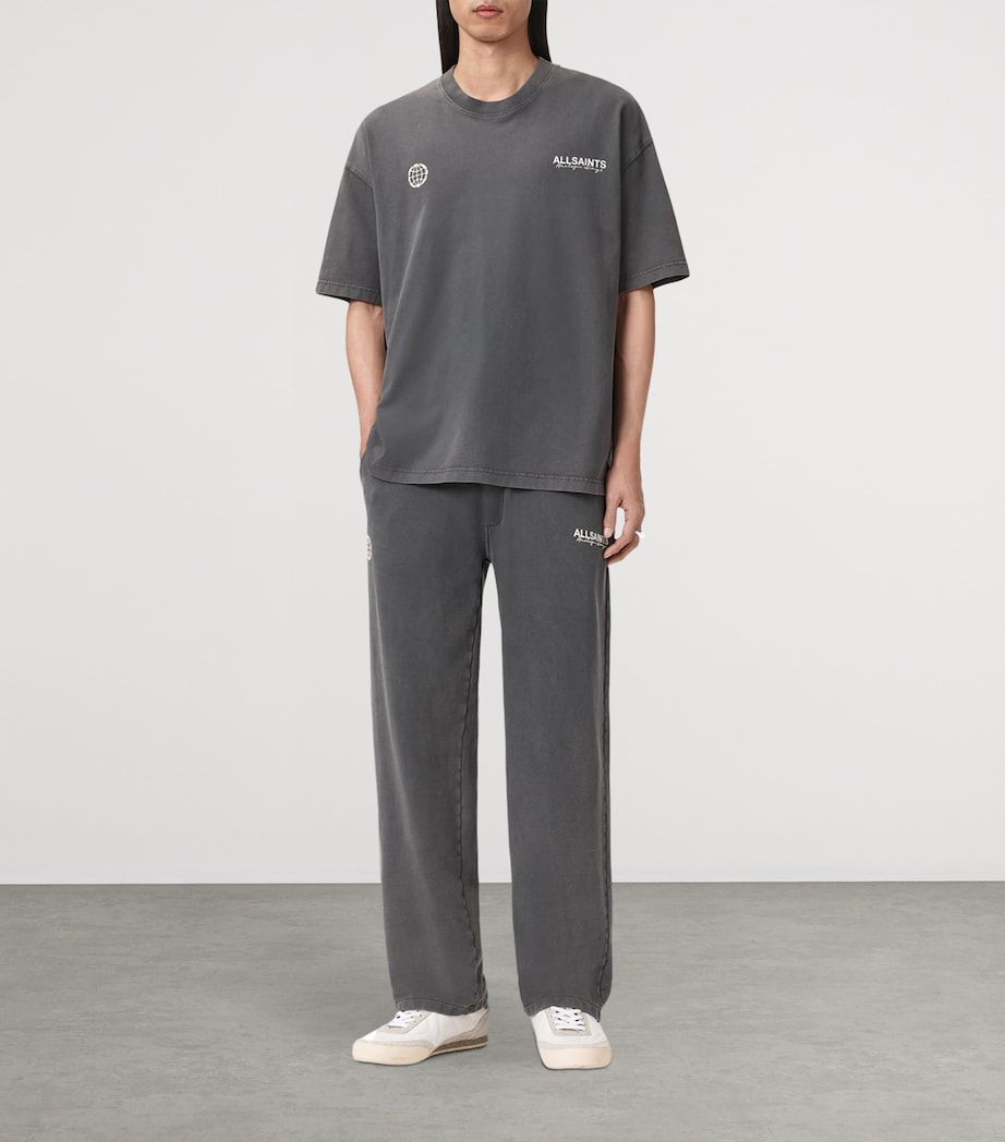 AllSaints Mens Organic Cotton Emblem Sweatpants Washed Black Image 2