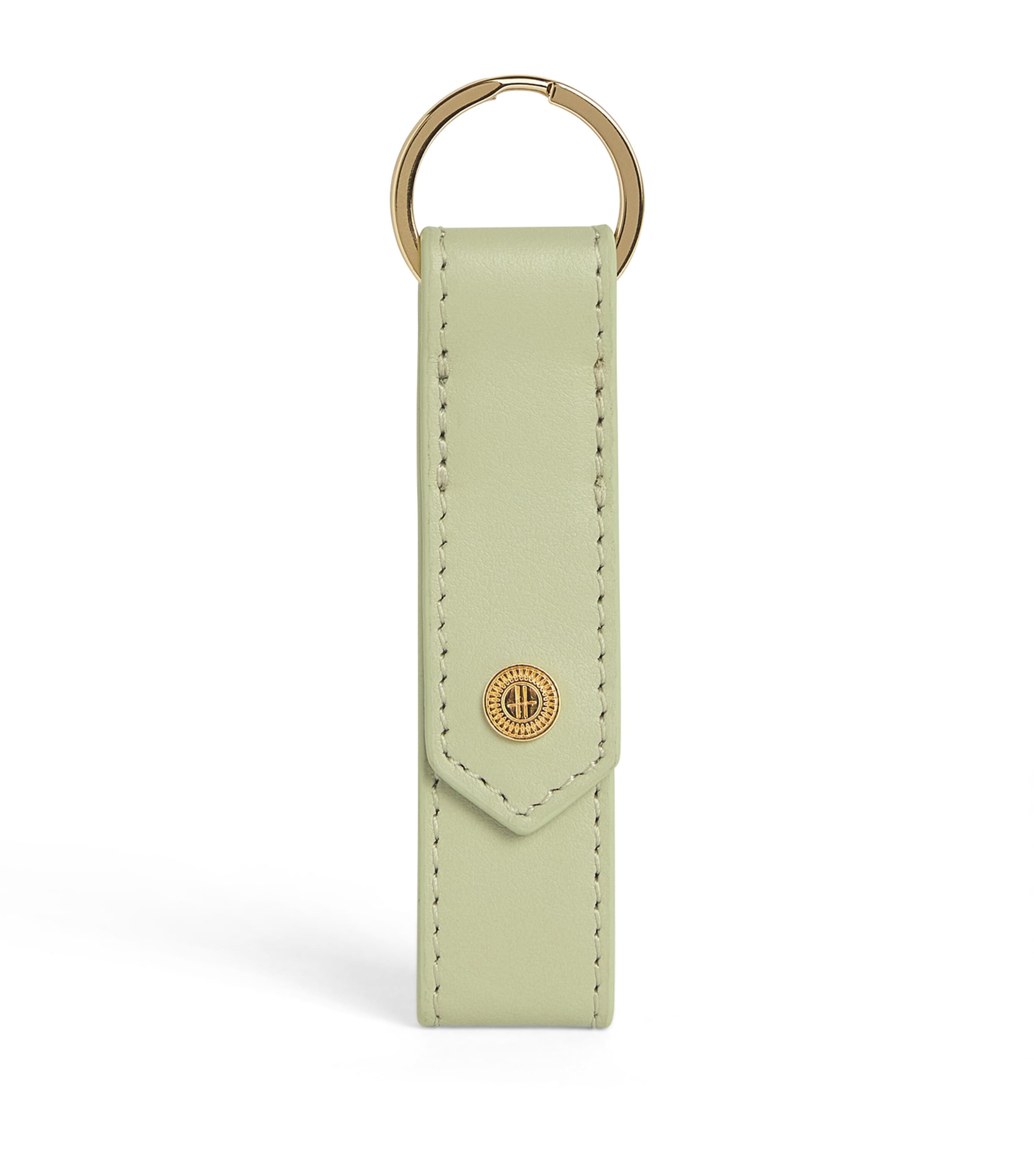 Harrods Leather Keyring In Green