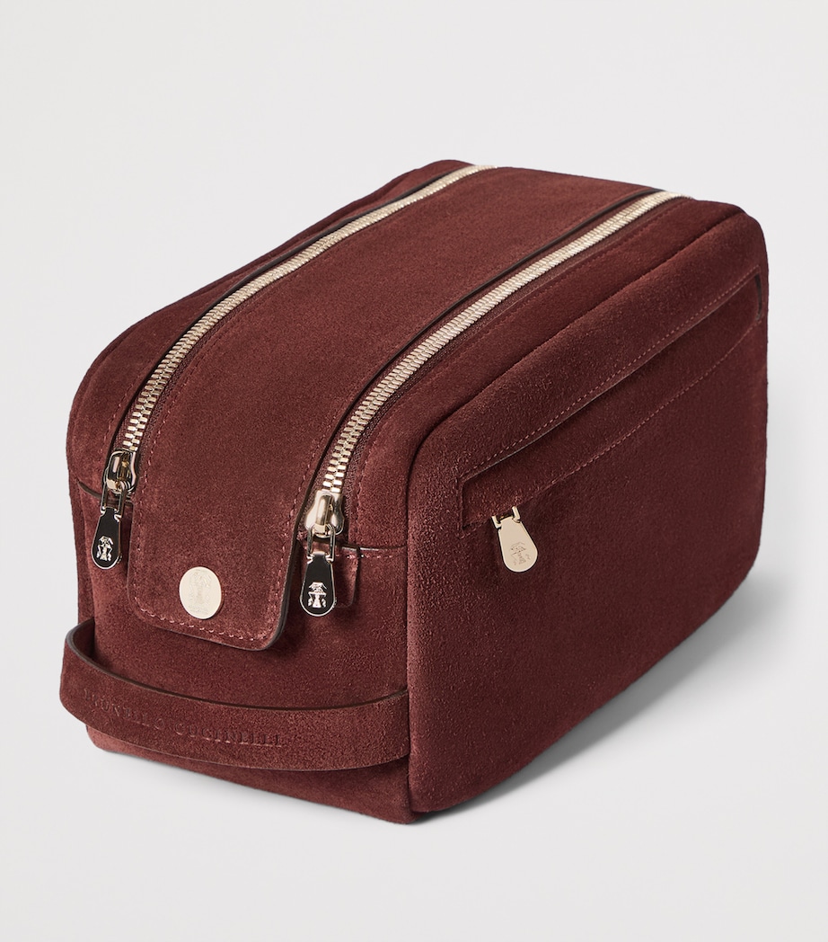 Brunello Cucinelli Suede Zipped Wash Bag Image 2