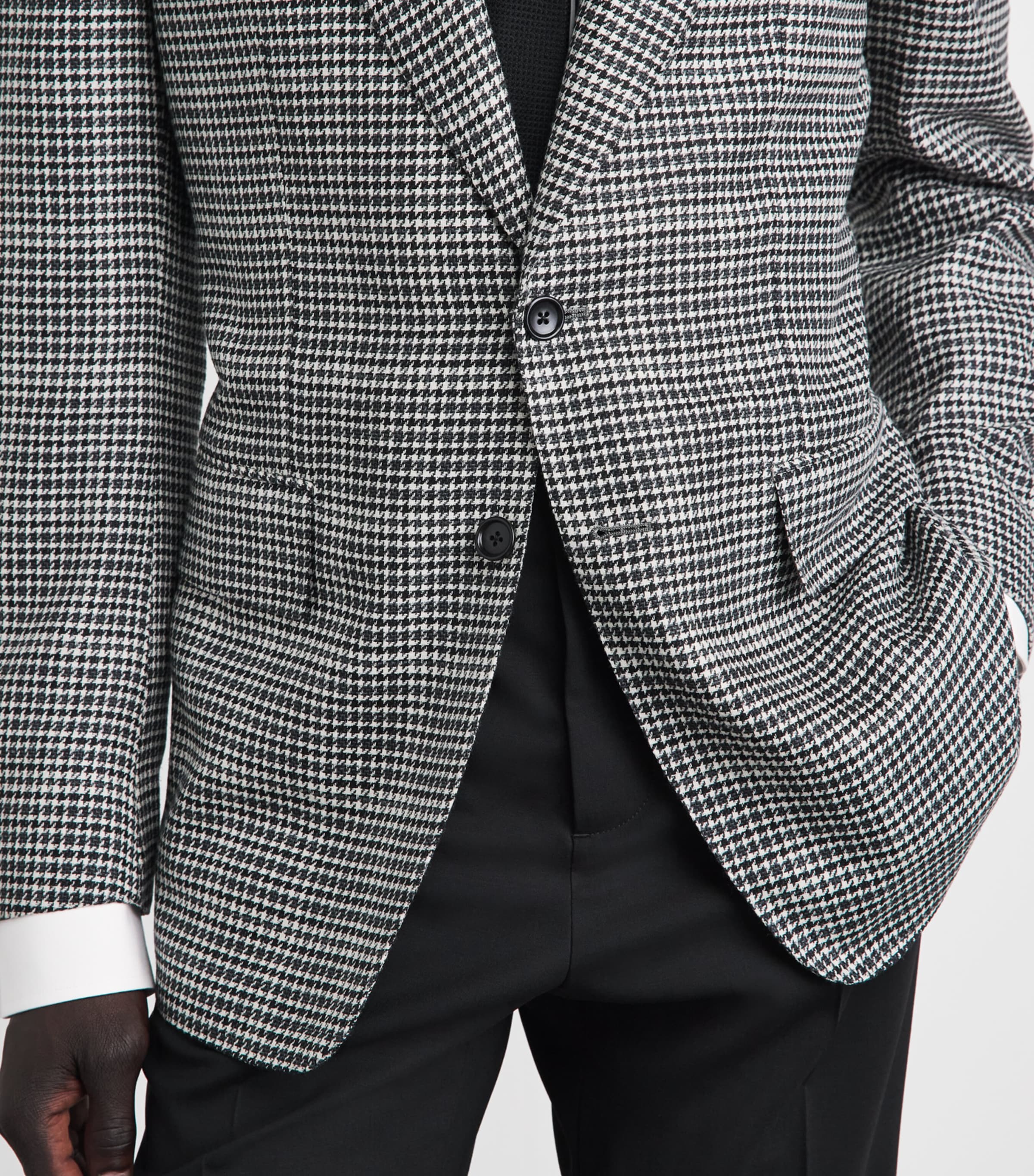 TOM FORD Mens Wool-Blend Houndstooth Shelton Blazer Nwa Image 3