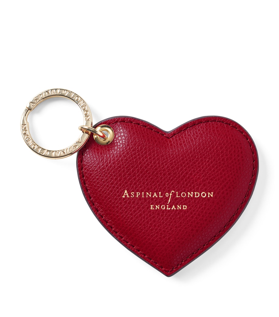 Aspinal Of London Grained Leather Heart Keyring Cherry Image 1