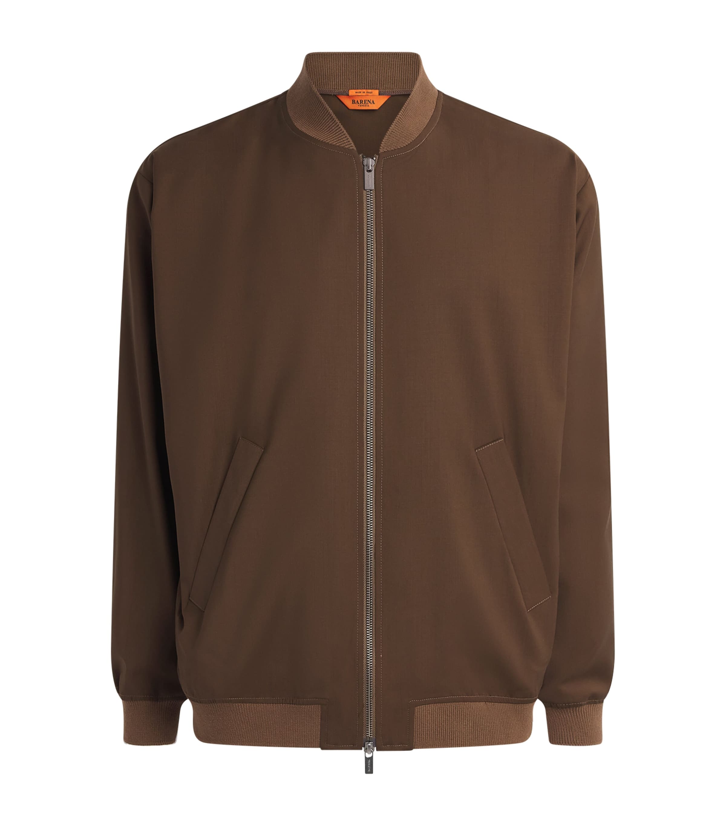 Barena Mens Virgin Wool Bomber Jacket Toffee Image 1