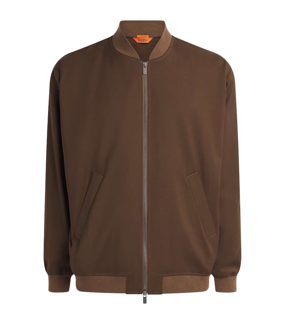 Barena Mens Virgin Wool Bomber Jacket Toffee Image 1