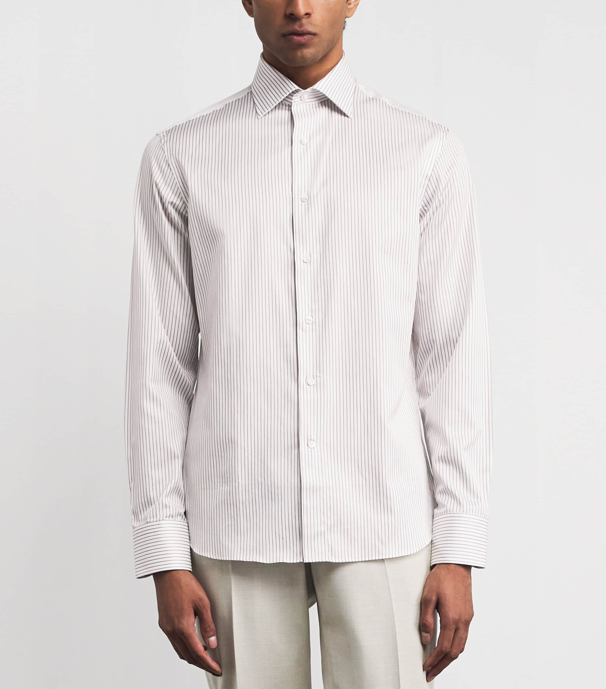 Canali Mens Cotton Stripe Shirt Image 4