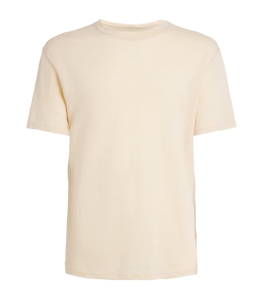 Sandro Paris Mens Linen T-Shirt Butter Cream Image 1