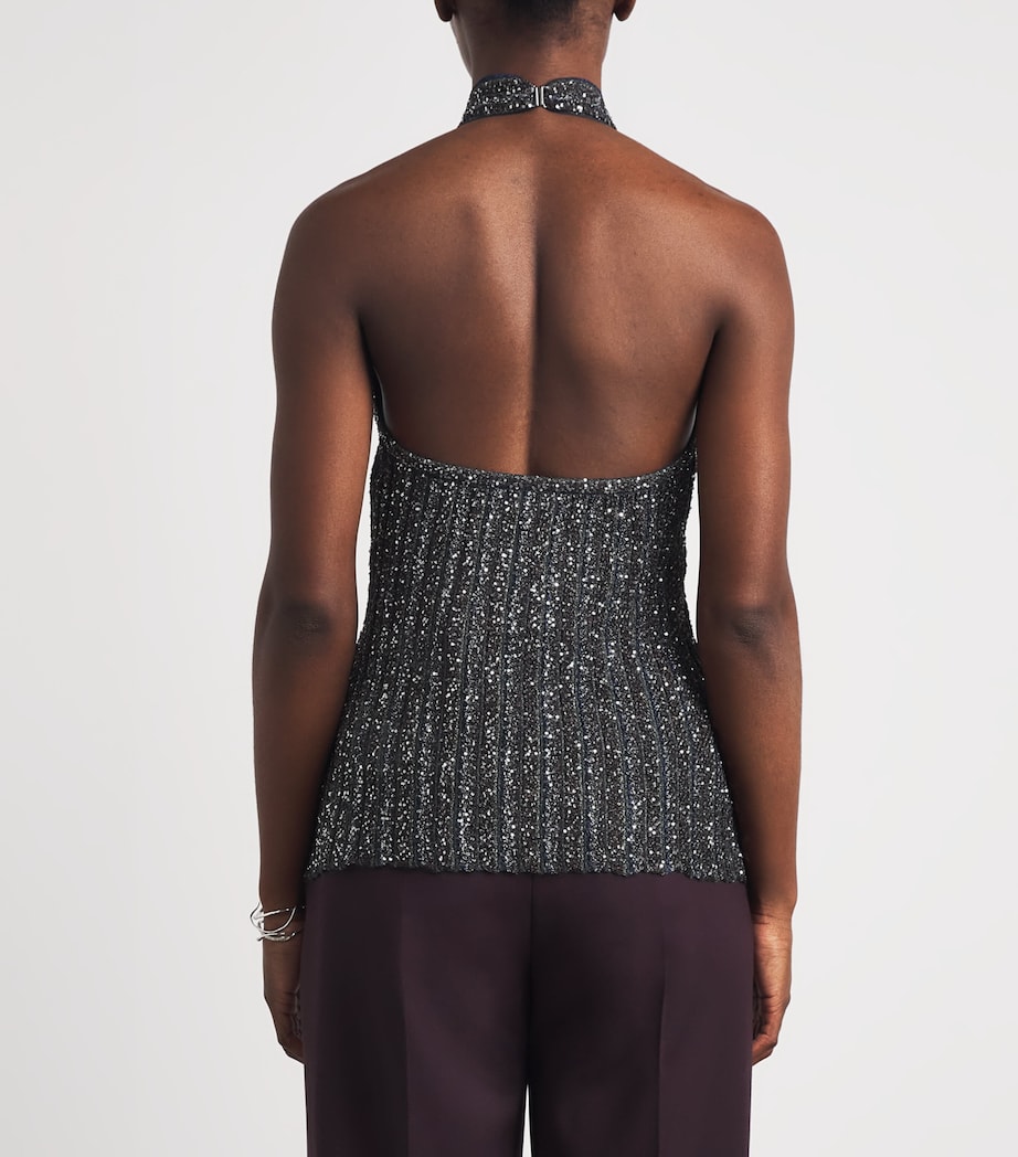 Missoni Womens Sequin Halterneck Top Smspd Black,bl & Grn Image 5