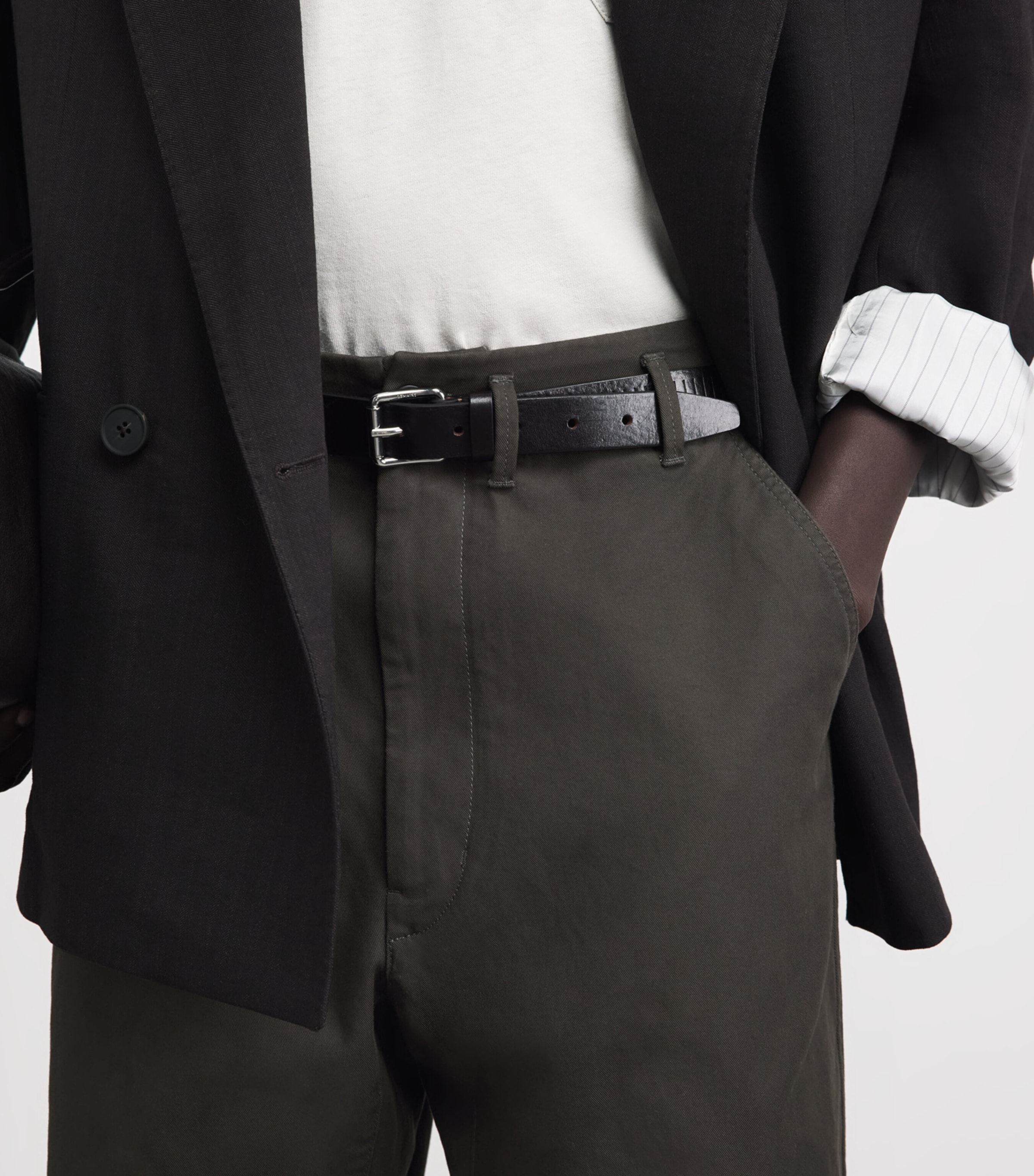 Lemaire Mens Carrot Tapered Straight Trousers Espresso Image 3