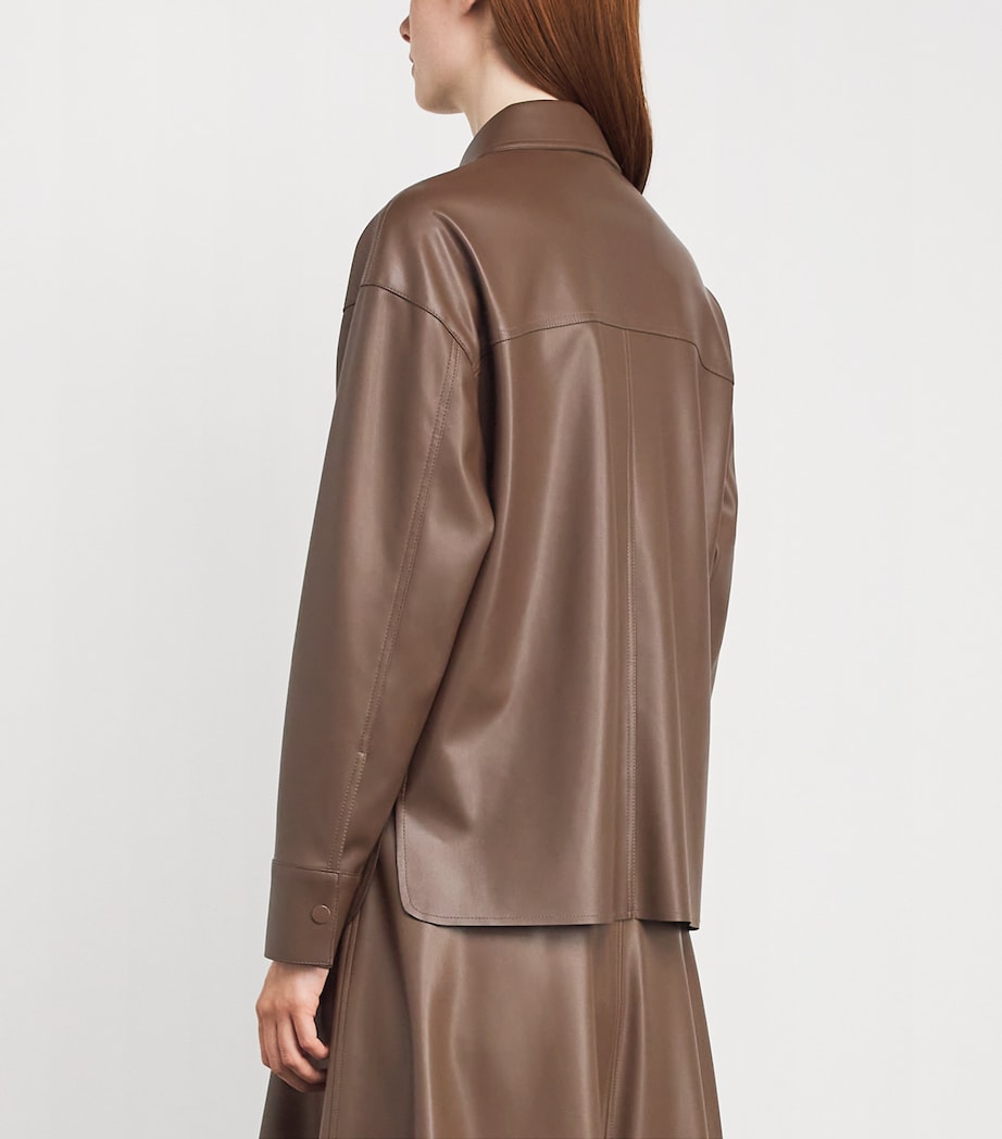 Faux Leather Jacket BROWN Image 4