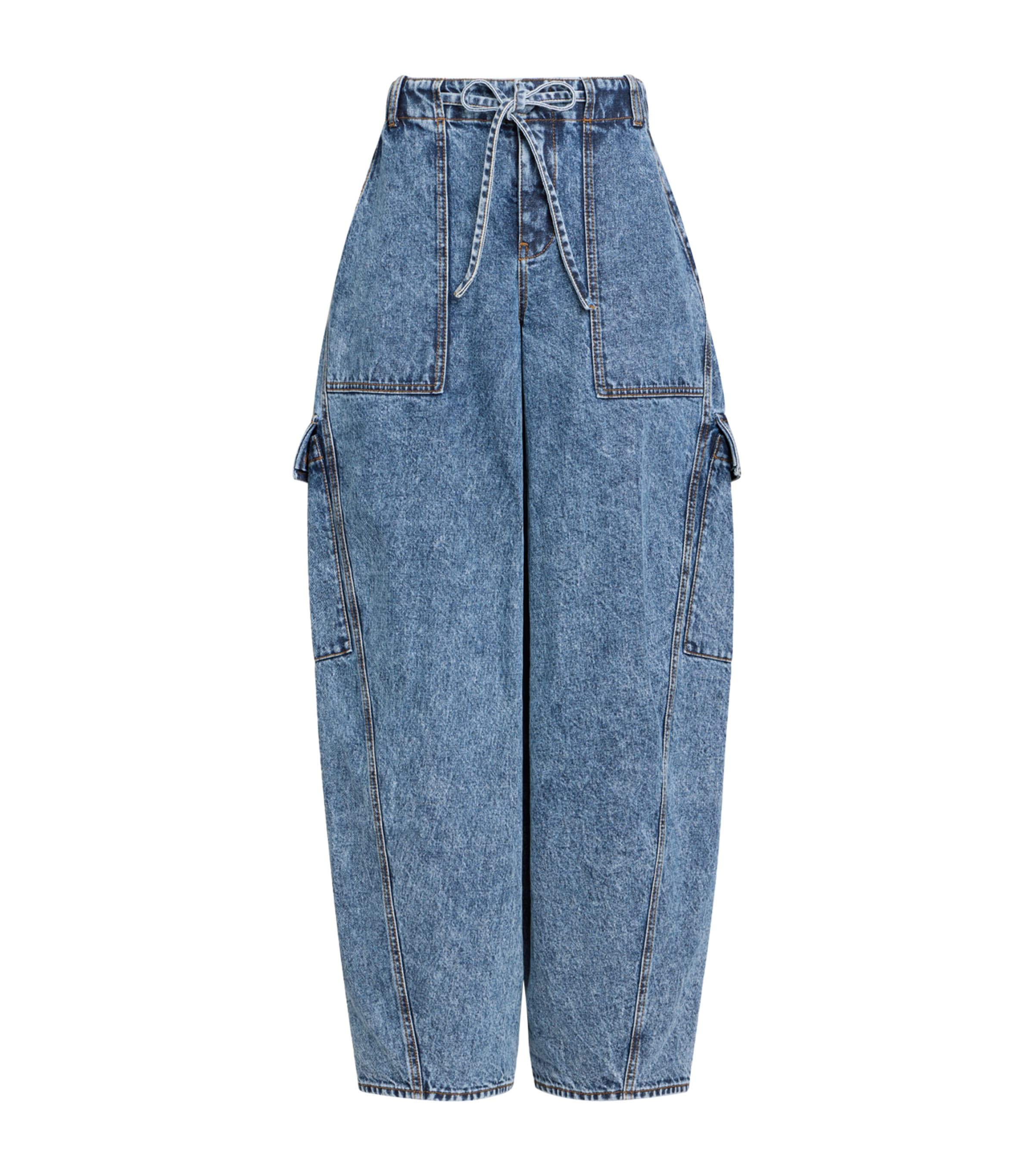 Alaïa Denim Cargo Trousers In Blue