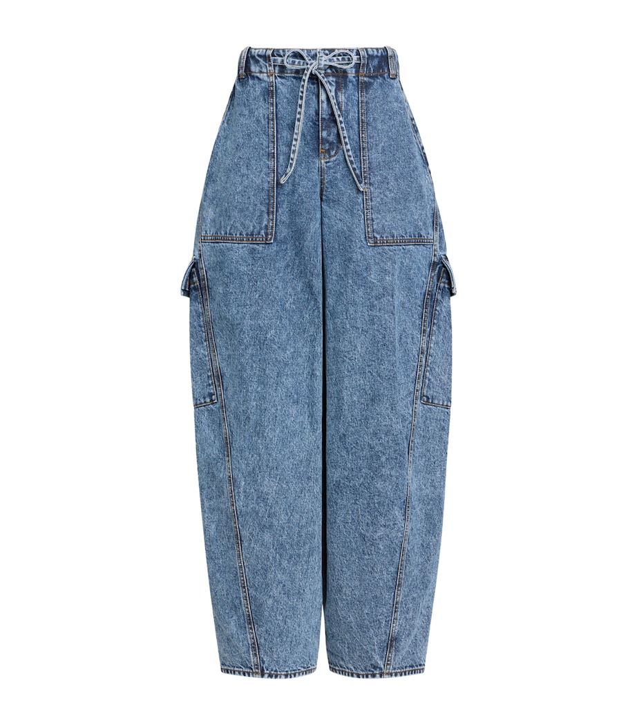 Alaïa Womens Denim Cargo Trousers Bleu Neige Image 1