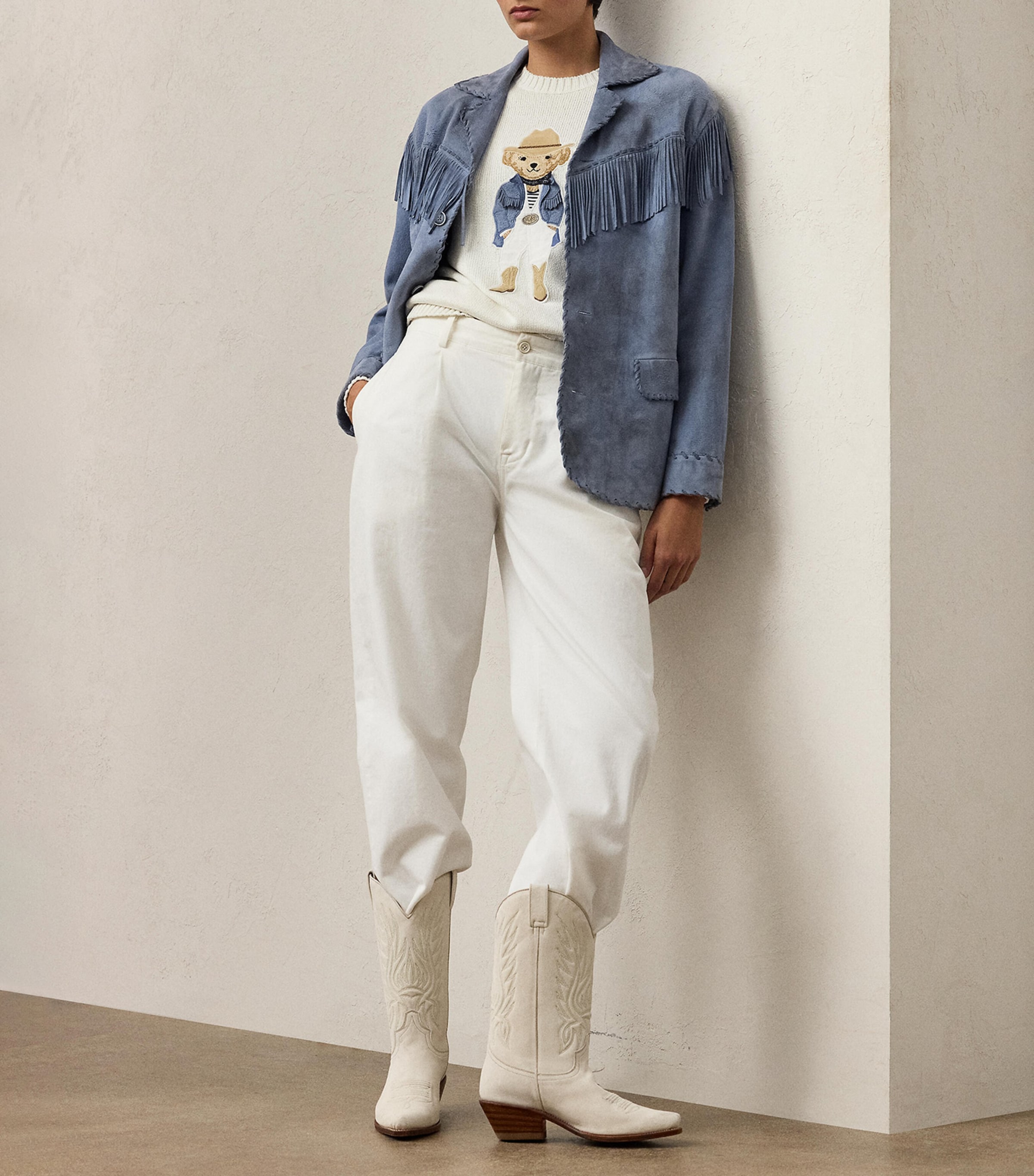 Silk Polo Bear Sweater CREAM Image 2