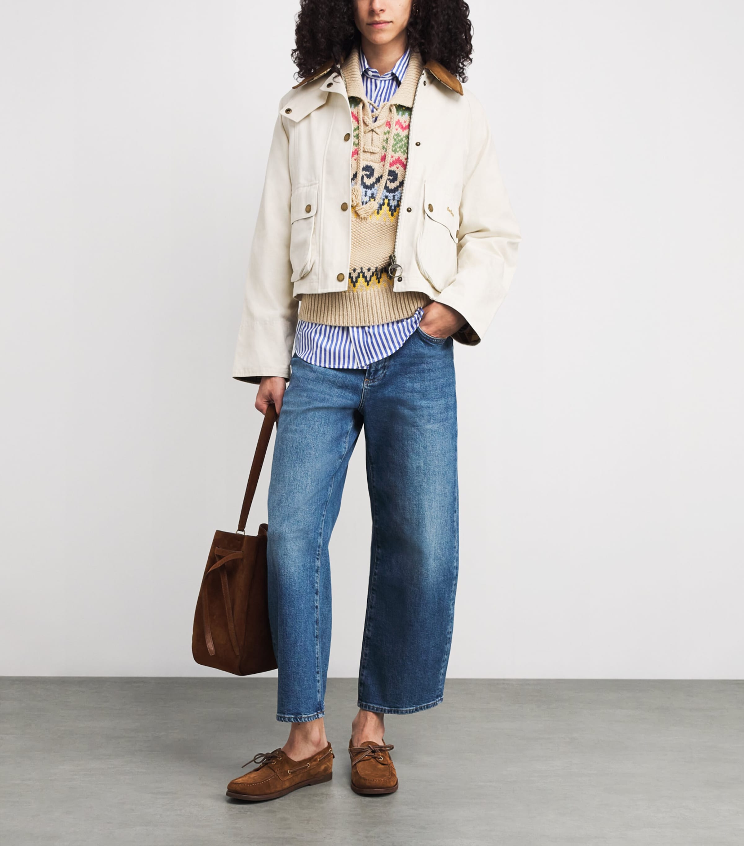 Cotton Cropped Beadnell Casual Jacket LIGHT PEARL/DRESS/BE Image 2