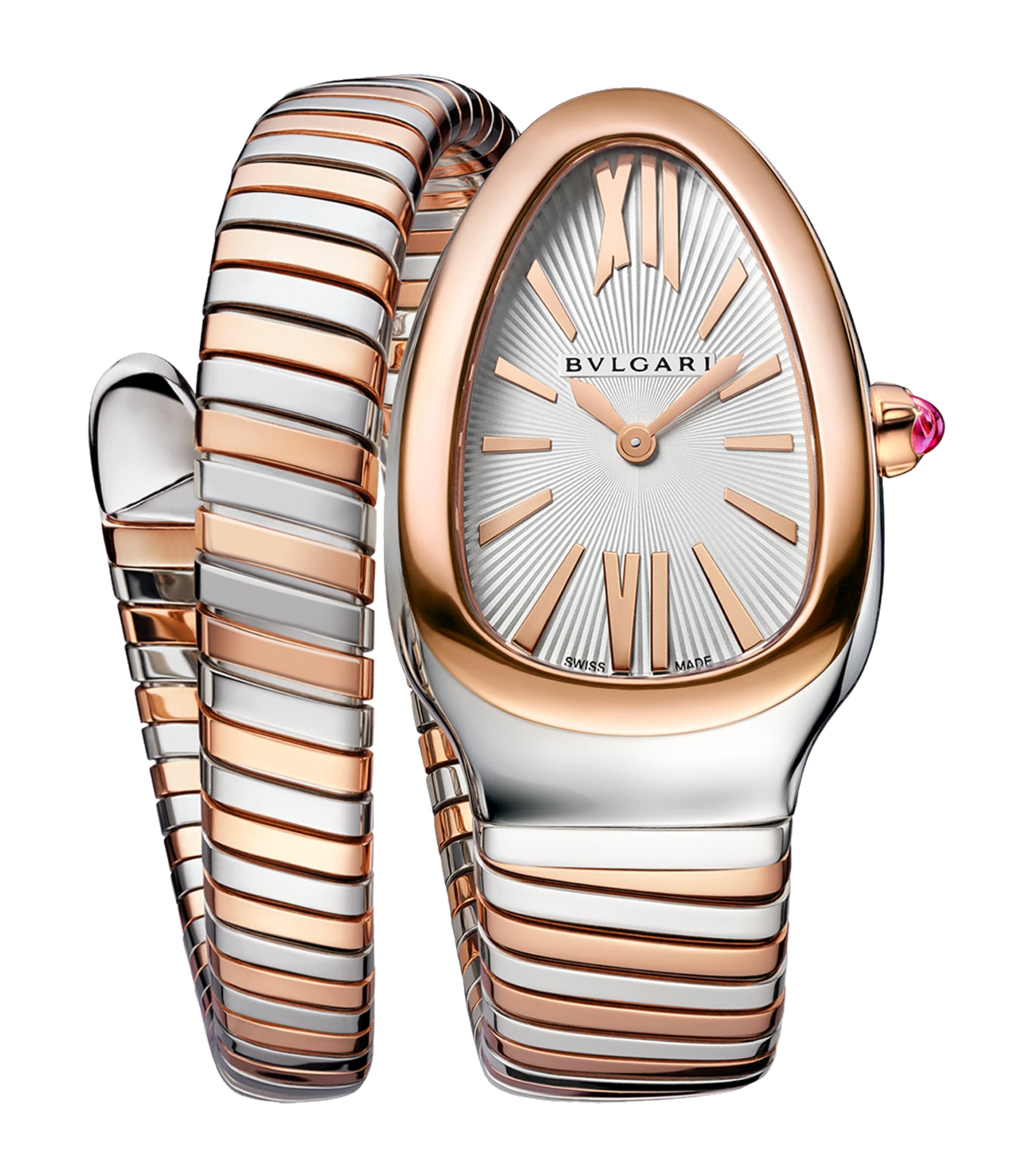 Bvlgari Rose Gold and Stainless Steel Serpenti Tubogas Watch 35mm White Image 1