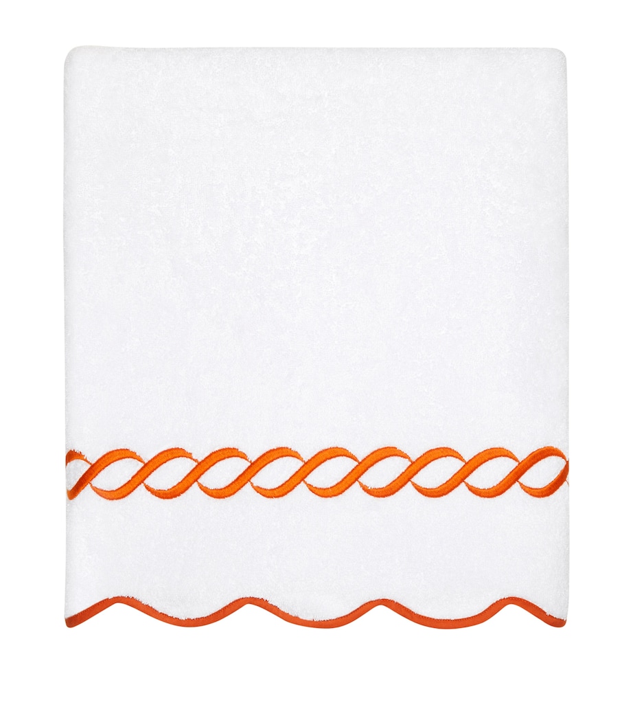 Pratesi Cotton Treccia Bath Towel (75cm x 150cm) White/orange Image 1