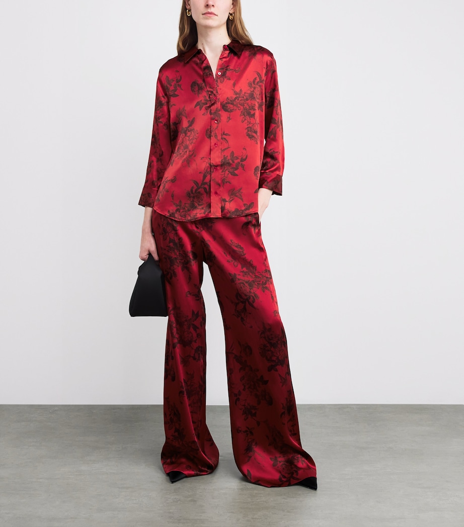 Silk Rose Print Dani Shirt BRGNDY PNTRFLY FLR Image 2