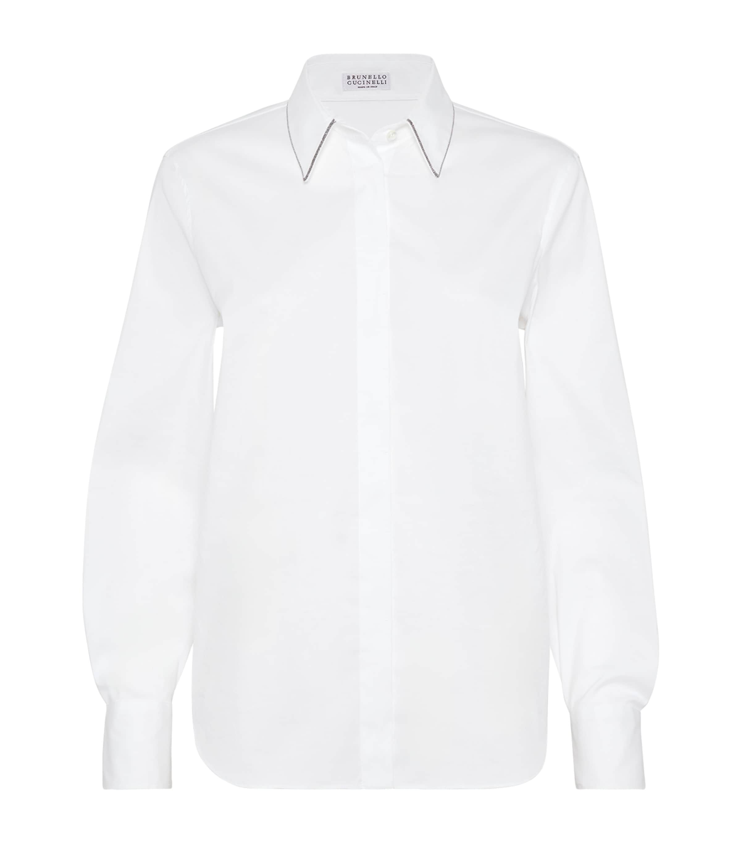 Brunello Cucinelli Stretch-cotton Poplin Monili Shirt In White