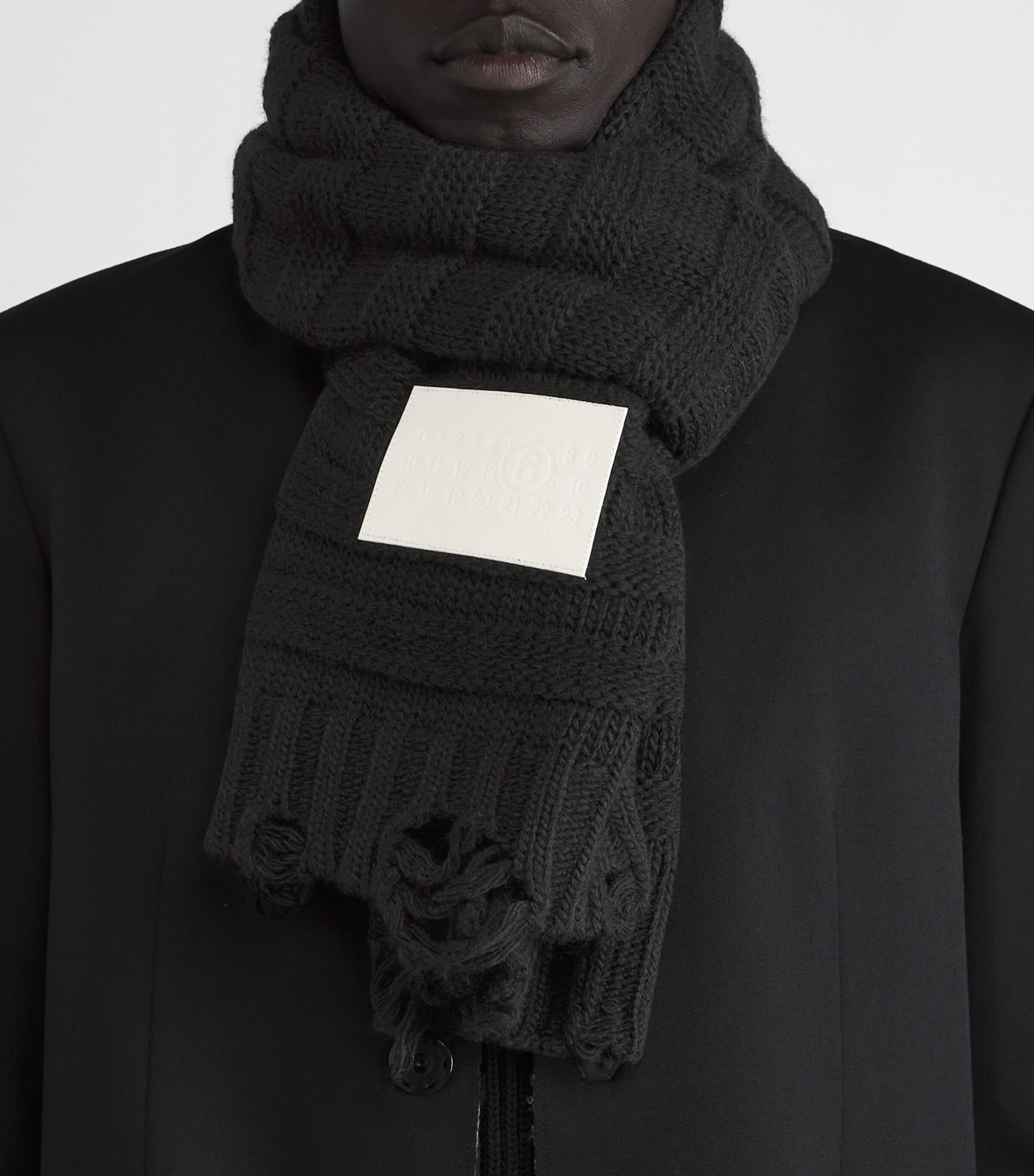 MM6 Maison Margiela Wool-Blend Distressed Scarf | Harrods UK