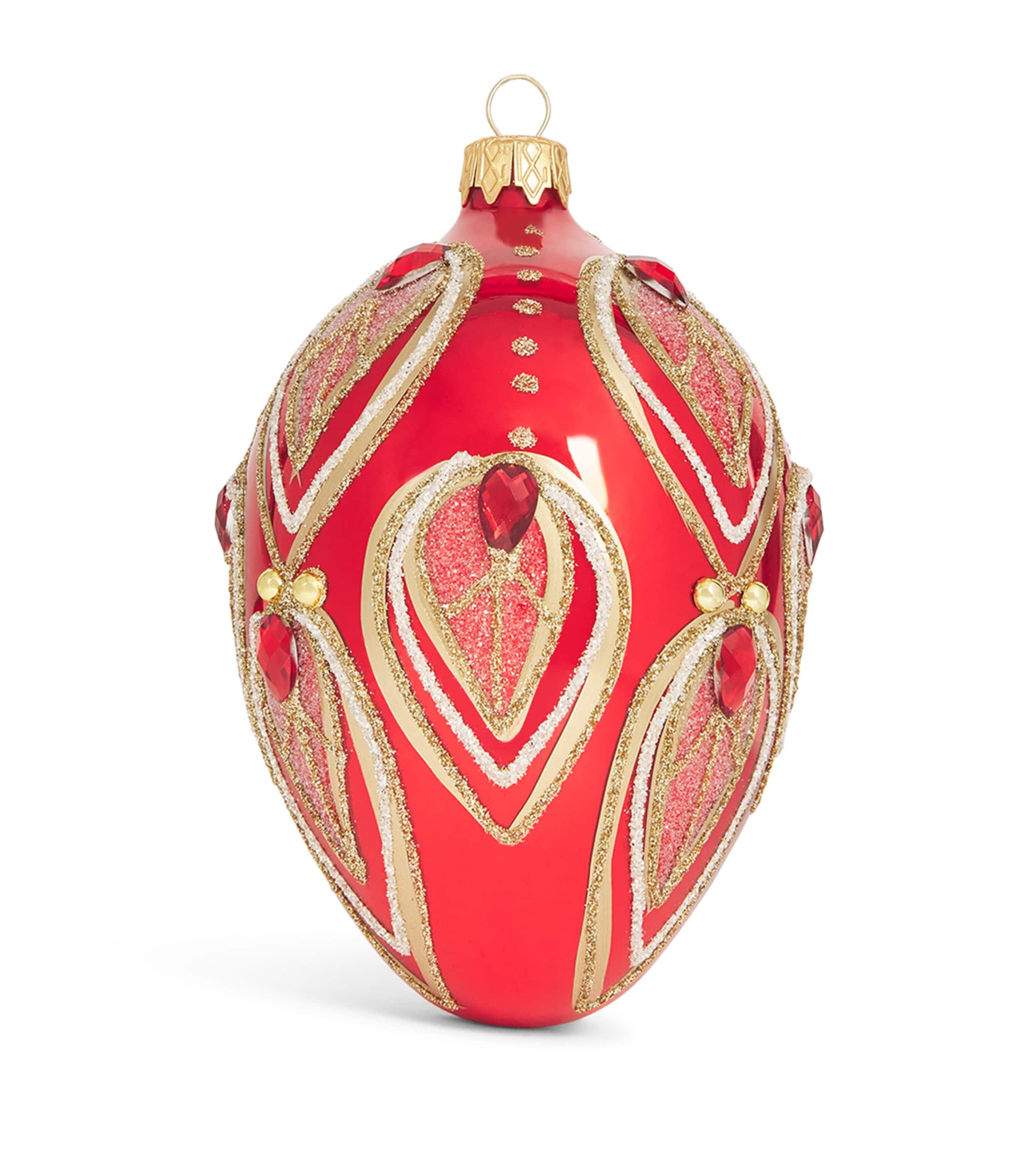 Harrods Glittery Egg Bauble Red Image 1