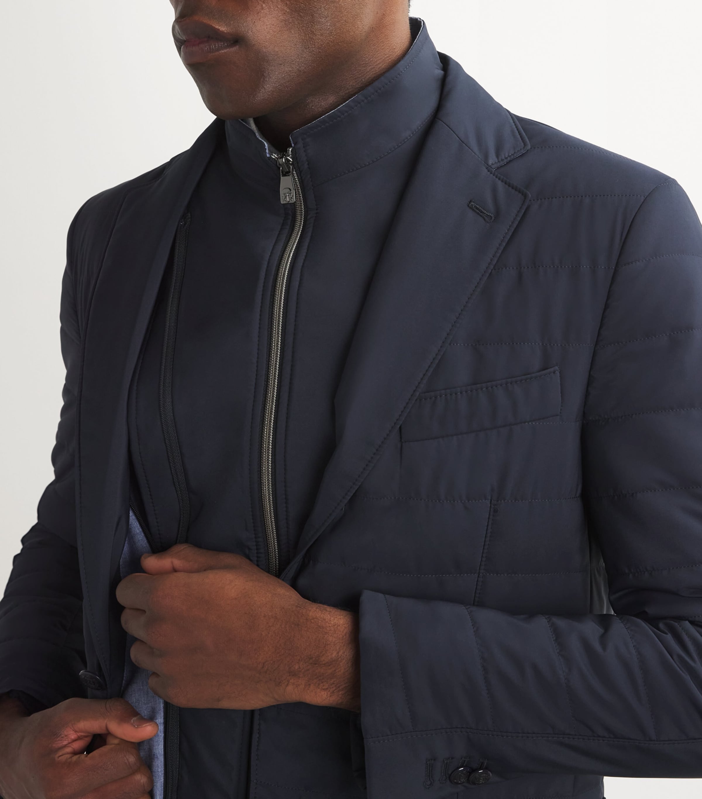Technical Quilted Blazer 001 NAVY BLUE Image 6