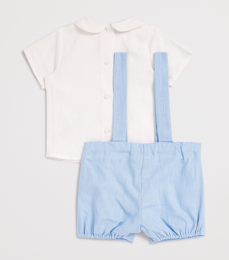Linen Ceremonia Shirt and Shorts Set (6 Months - 4 Years) 0180 WHITE/BLUE Image 2