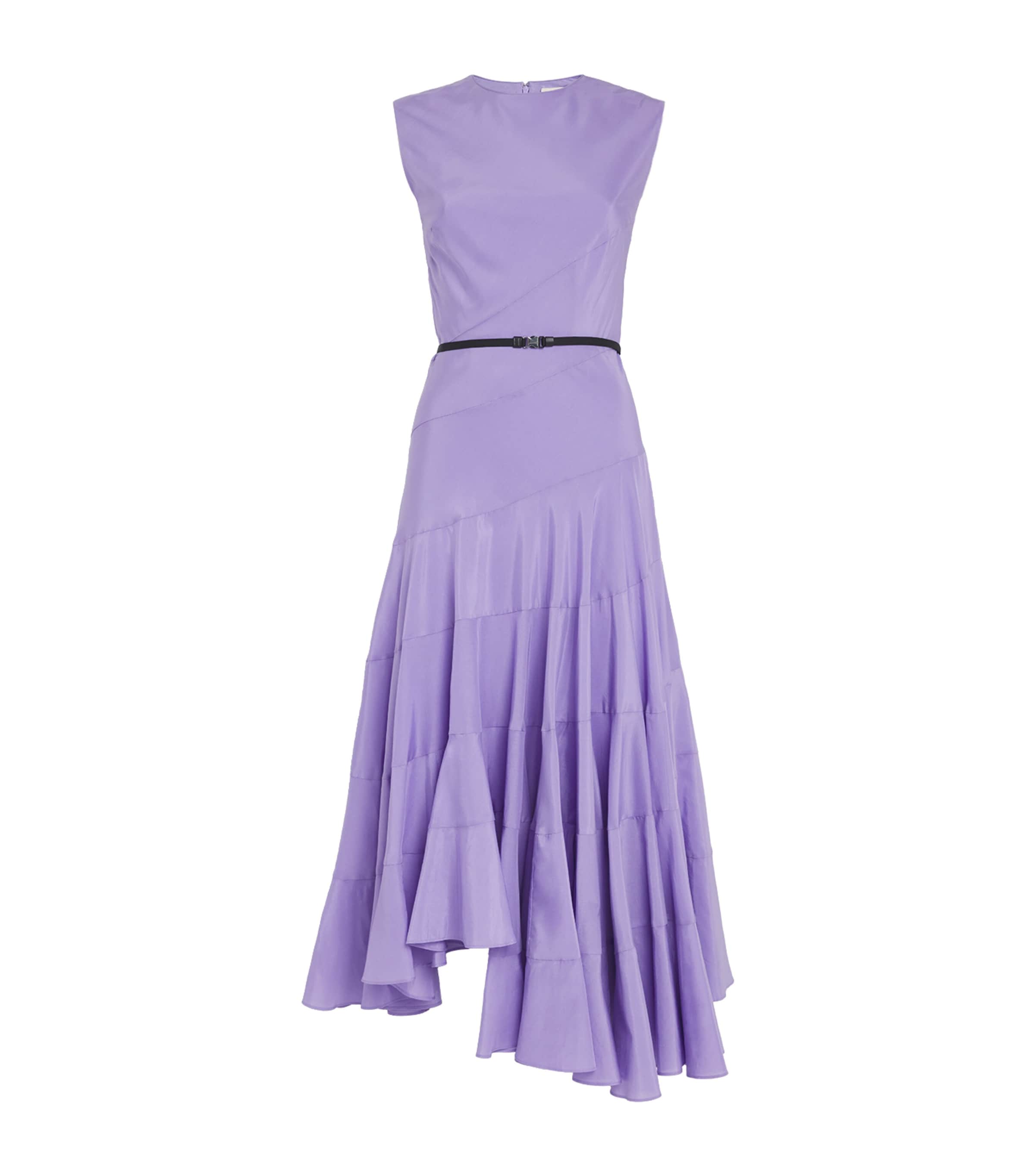 TORY BURCH COTTON-SILK FLARED MIDI DRESS