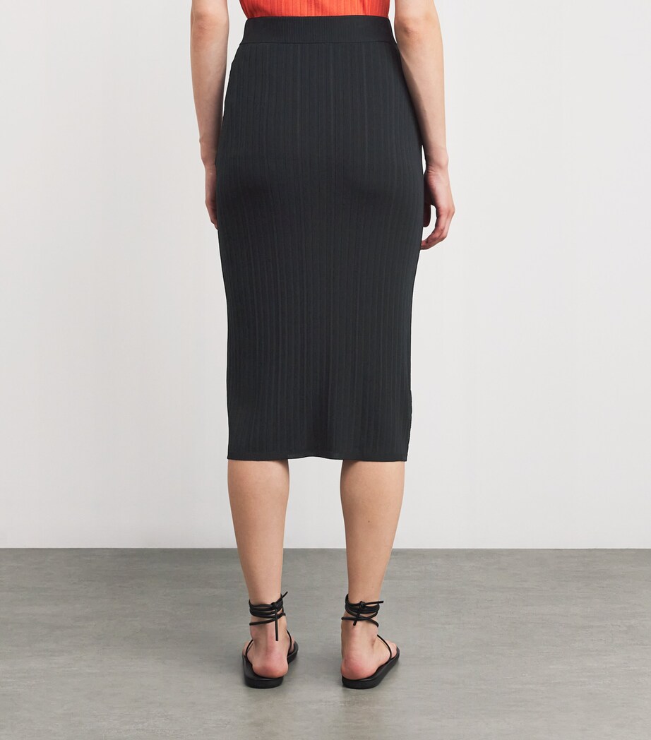 Ribbed Knit Midi Skirt BLACK Image 4