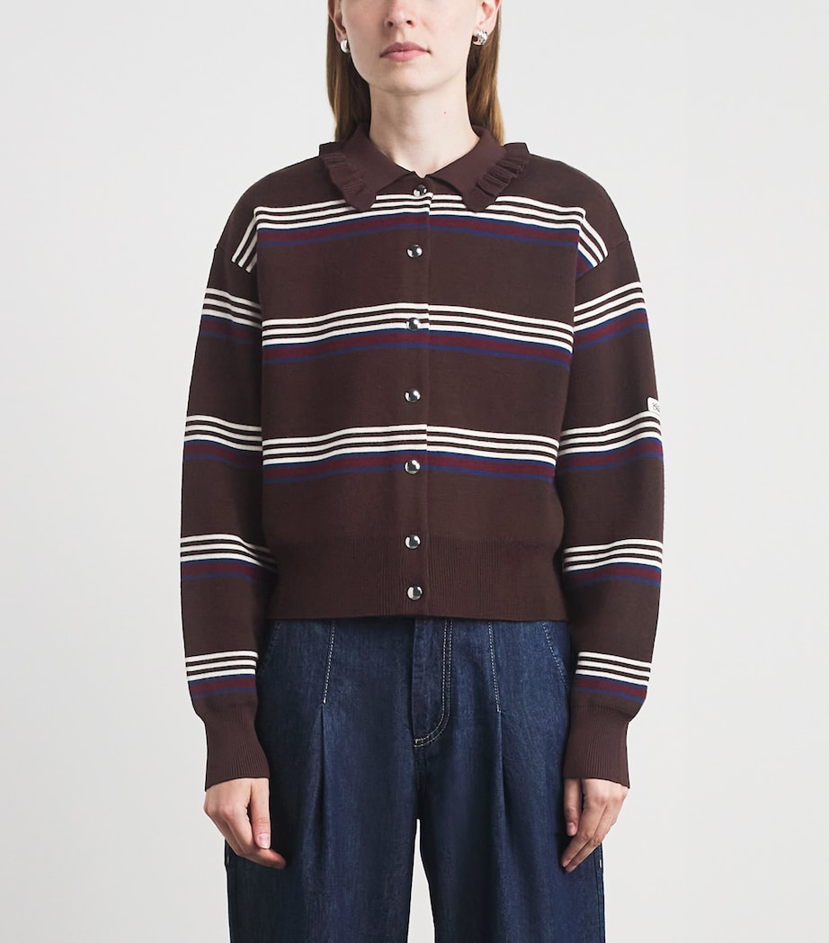 Claudie Pierlot Womens Wool-Blend Stripe Cardigan Multicolored Image 4