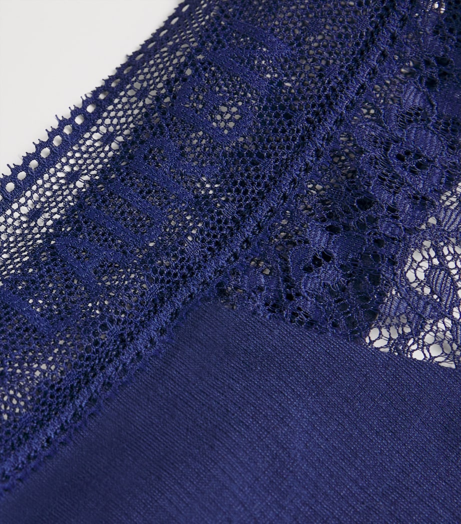 Polo Ralph Lauren Womens Lace-Detail Thong Navy Image 4