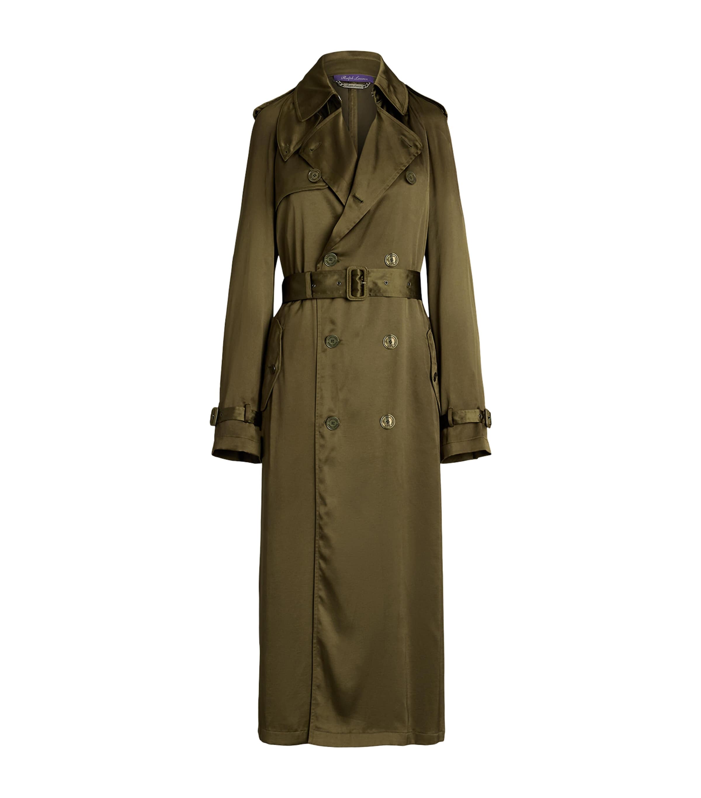 Shop Polo Ralph Lauren Satin Carlton Trench Coat In Green