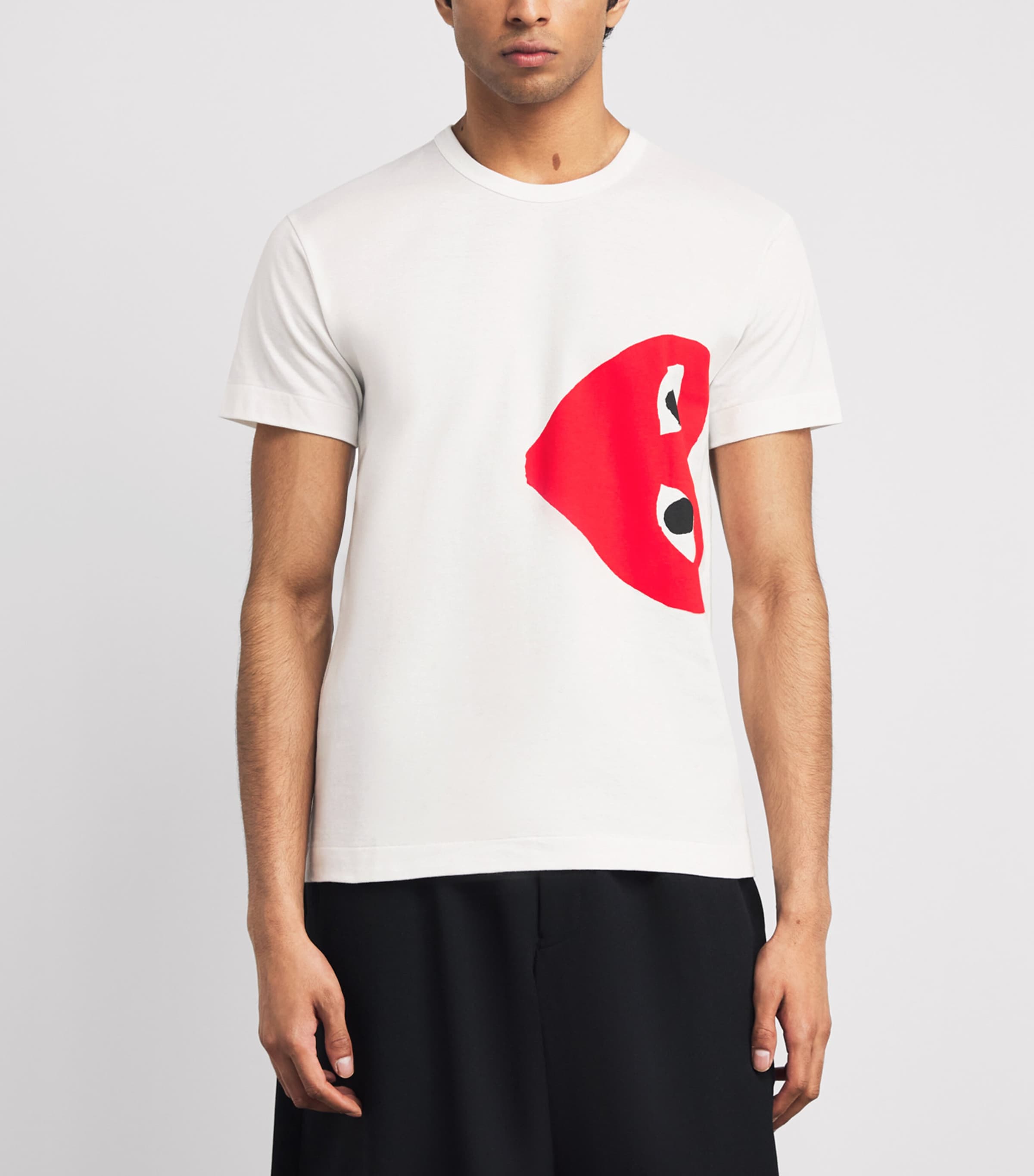 Comme Des Garçons Play Mens Cotton Horizontal Heart T-Shirt White Image 4