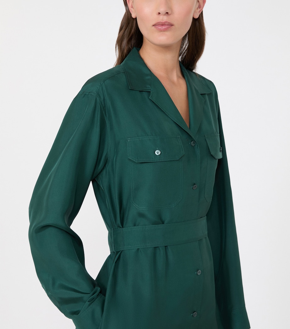 Weekend Max Mara Womens Silk Midi Shirt Dress Dark Green Image 5