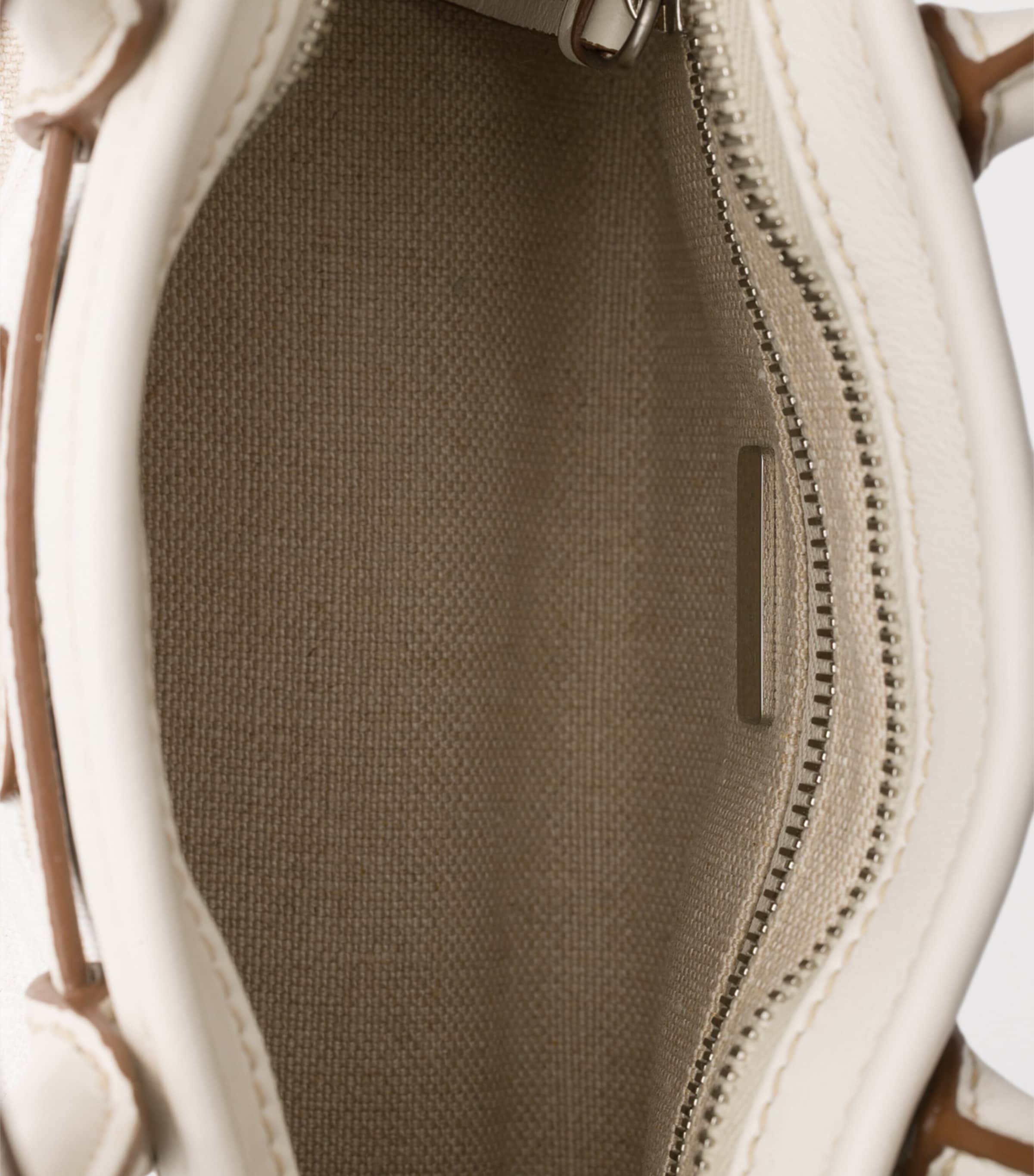 Prada Small Linen-Leather Bonnie Top-Handle Bag White Image 5