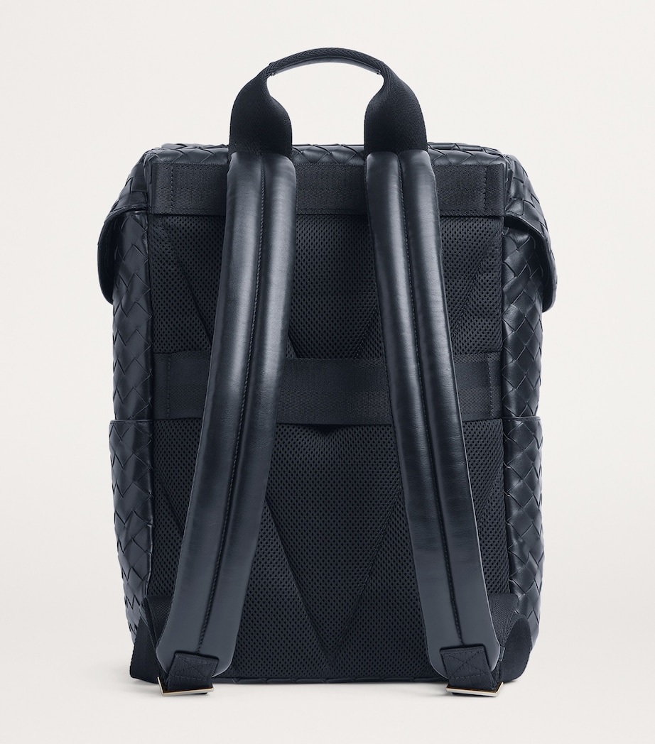 Bottega Veneta Grey Intrecciato Leather Flap Backpack Harrods KW
