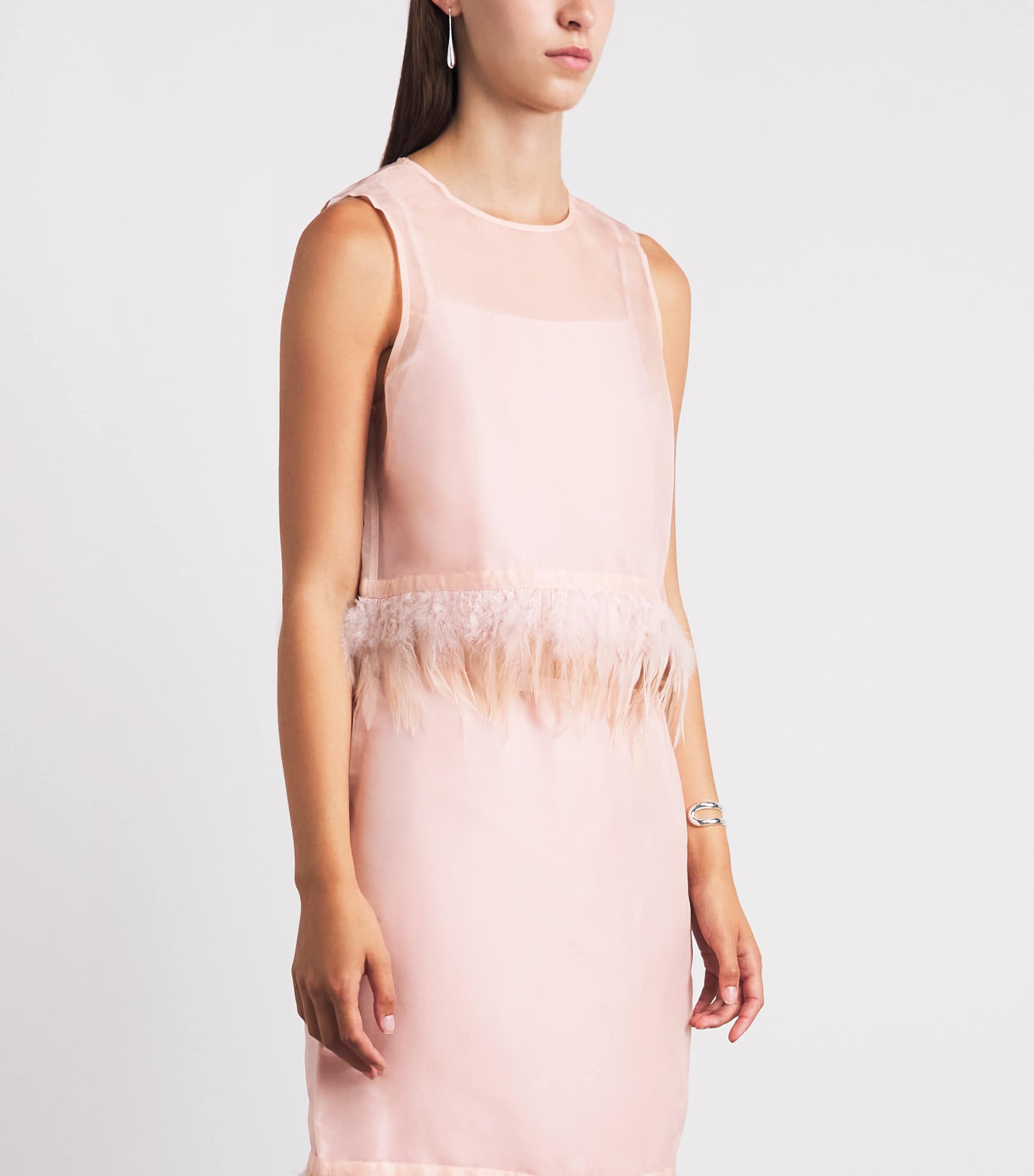 STAUD Womens Silk Feather-Trim Avi Top Sdrs Sandrose Image 4