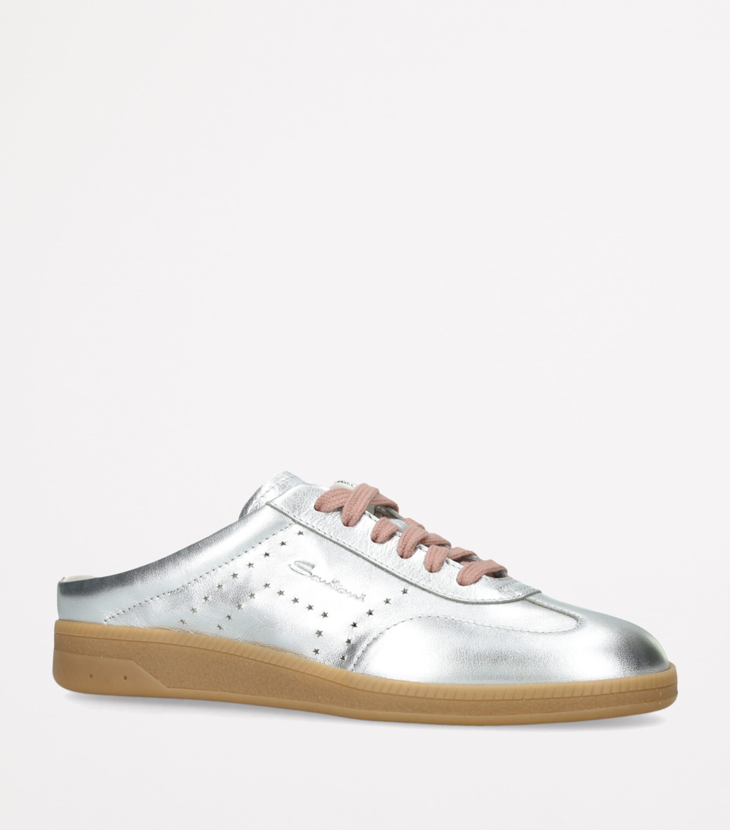 Leather Metallic Oly Pulse Sabot Mules SILVER Image 3