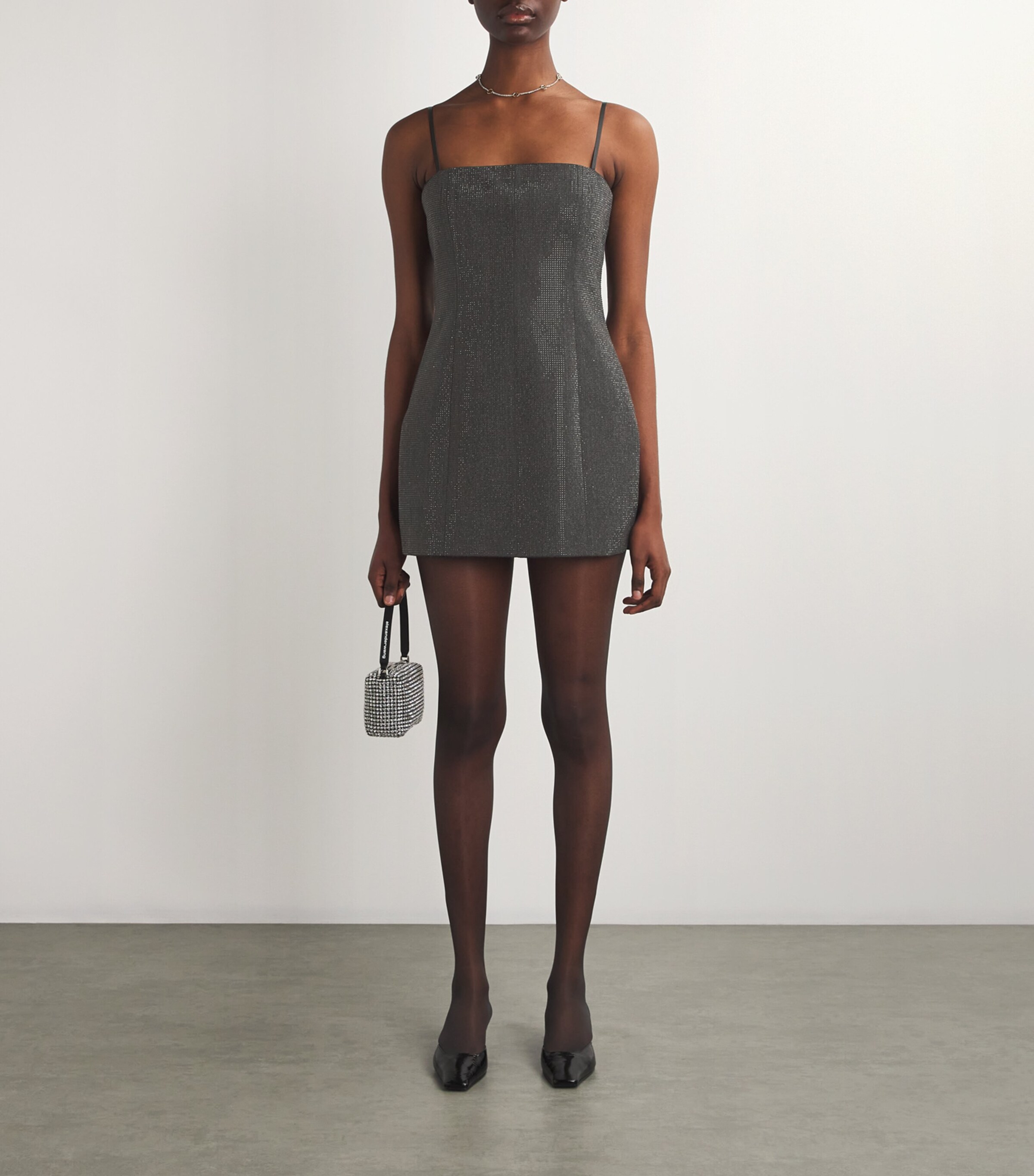 slim fit dress slacks Alexander Wang Grey Two Piece Mini Dress with Detachable Shirt Set Siz –  Sellier main image 0