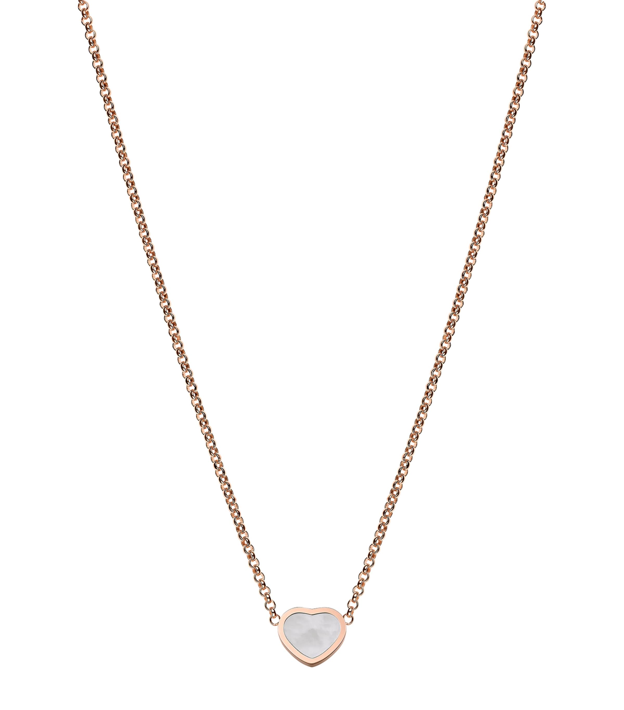 Chopard Rose Gold And Mother-of-pearl My Happy Hearts Pendant Necklace In Rose Gold