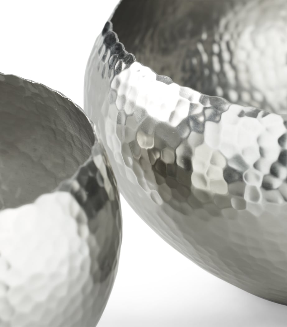 Set of 2 Hand-Hammered Evans Nesting Bowls SILVER Image 4