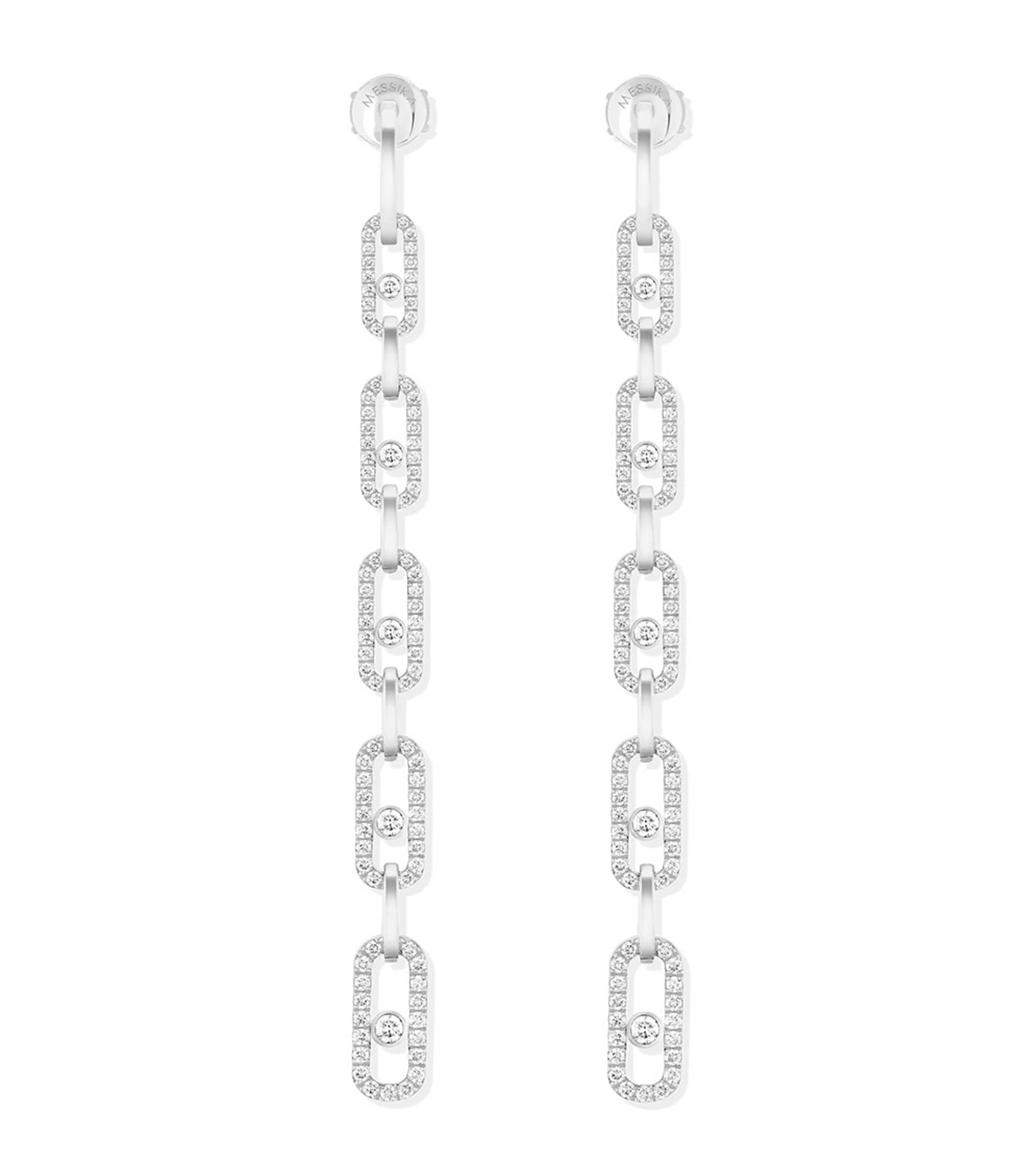 White Gold and Diamond Move Link Earrings WHITE GOLD Image 1